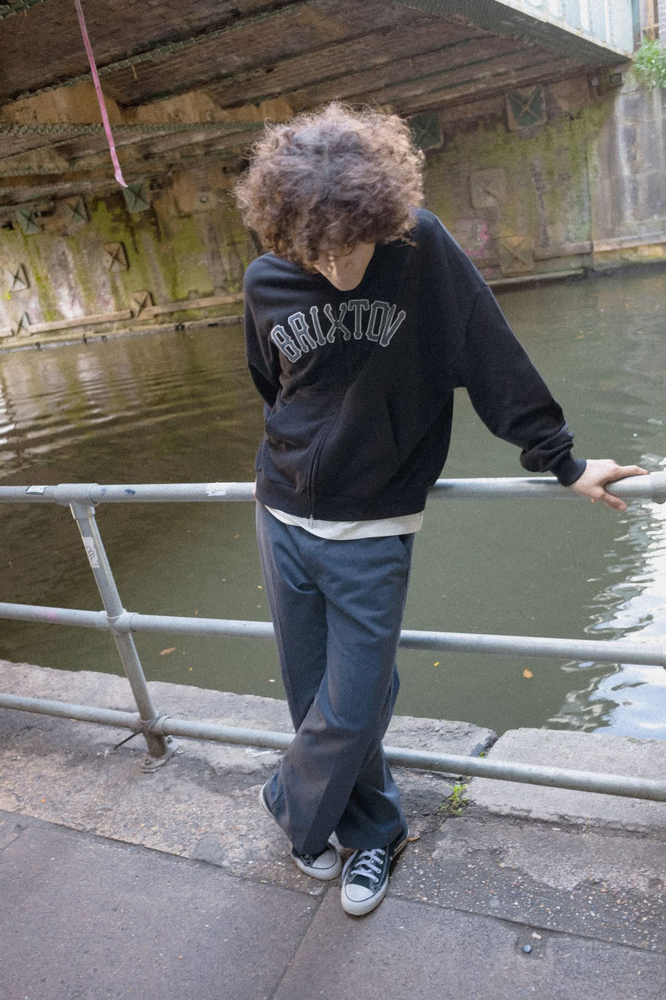 brixton-dugout-zip-hood-fleece-black-grey-terry image 7