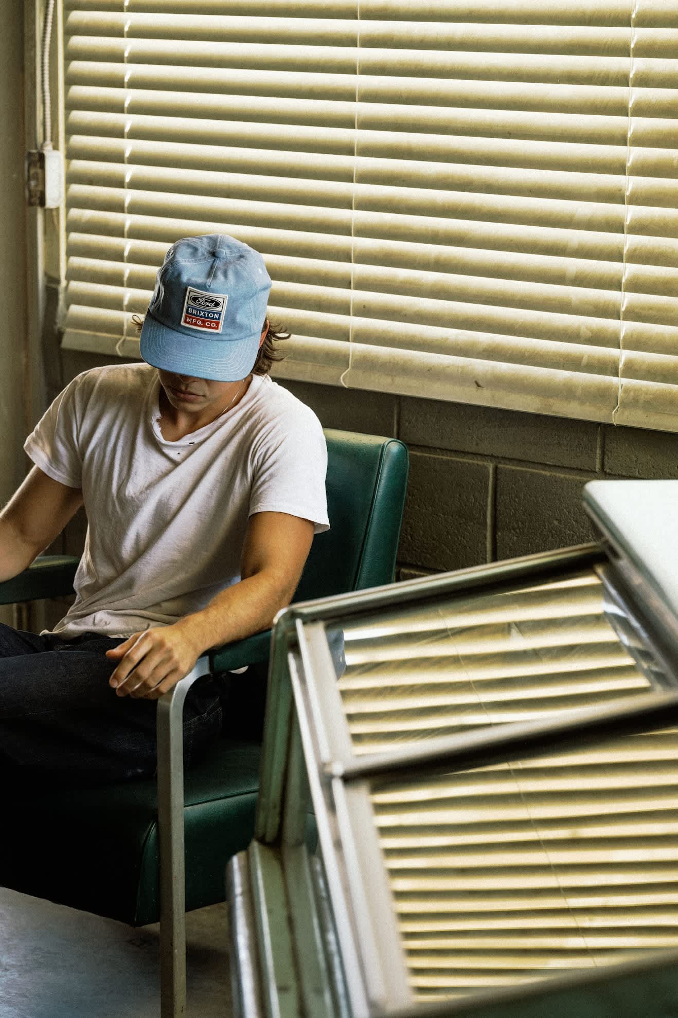 brixton-ford-service-dept-snapback-cap-blue-chambray-baumwolle image 7
