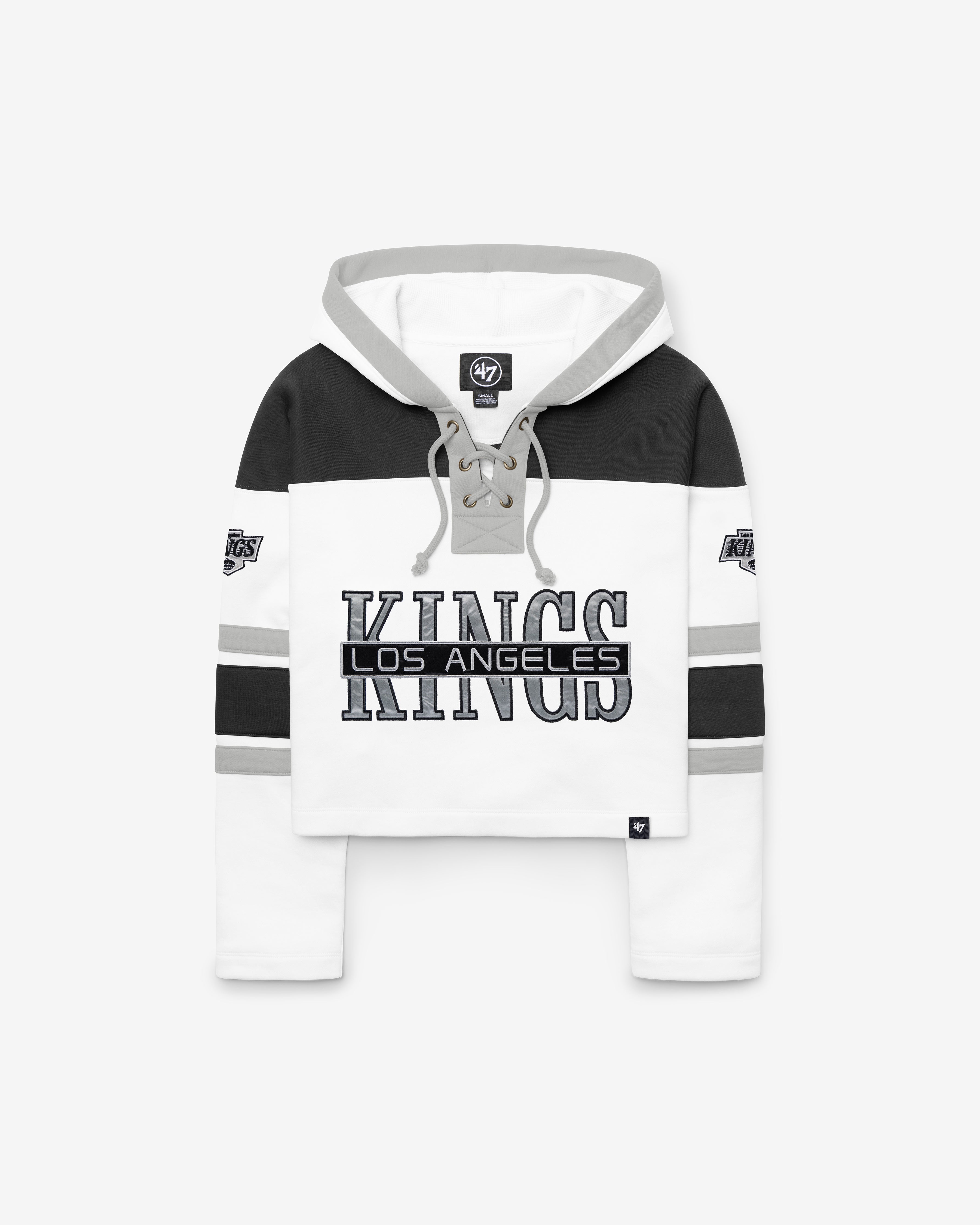 47-brand-lacer-kings-hoodie-damen-white-wash-cropped image 1