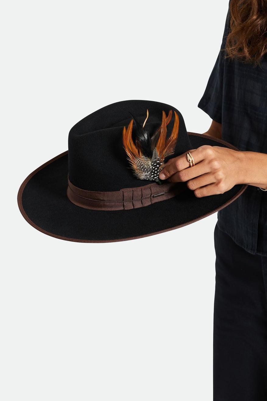 brixton-hat-feather-hutfeder-burnt-orange-black-mahogany image 2