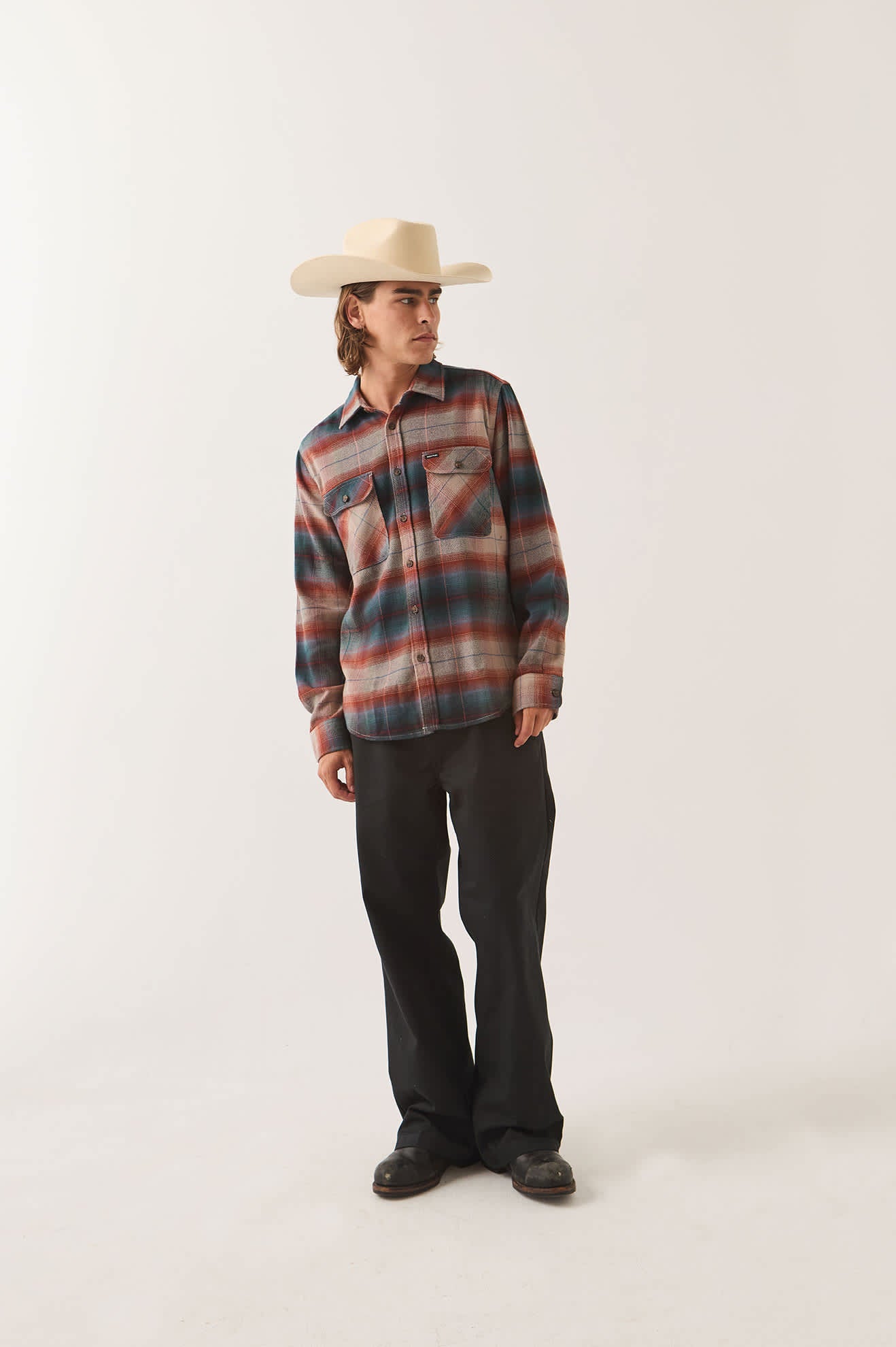 brixton-bowery-flannel-hemd-multi-shadow-karo-vegan image 2