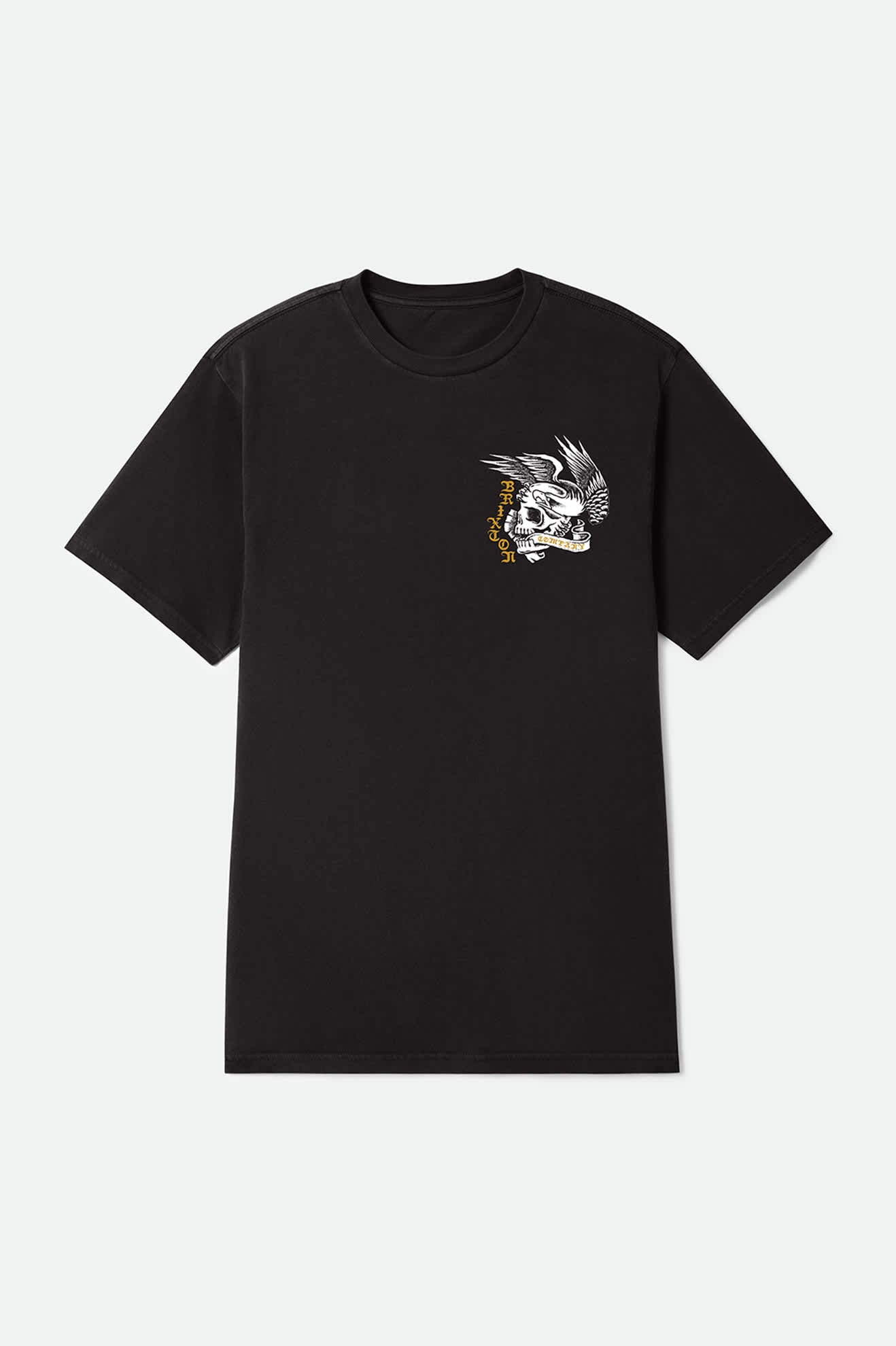 brixton-wolcott-t-shirt-schwarz-worn-wash-skull-print image 1