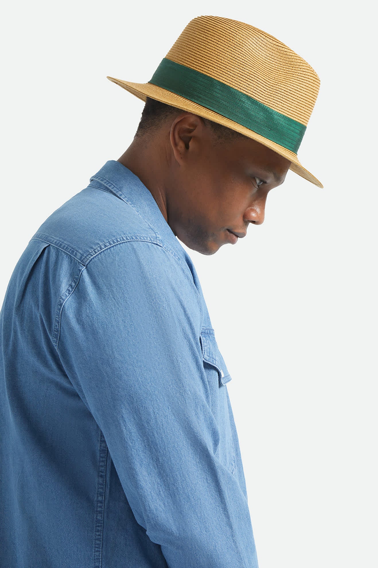 brixton-roma-straw-packable-fedora-dark-tan-primal-green image 4