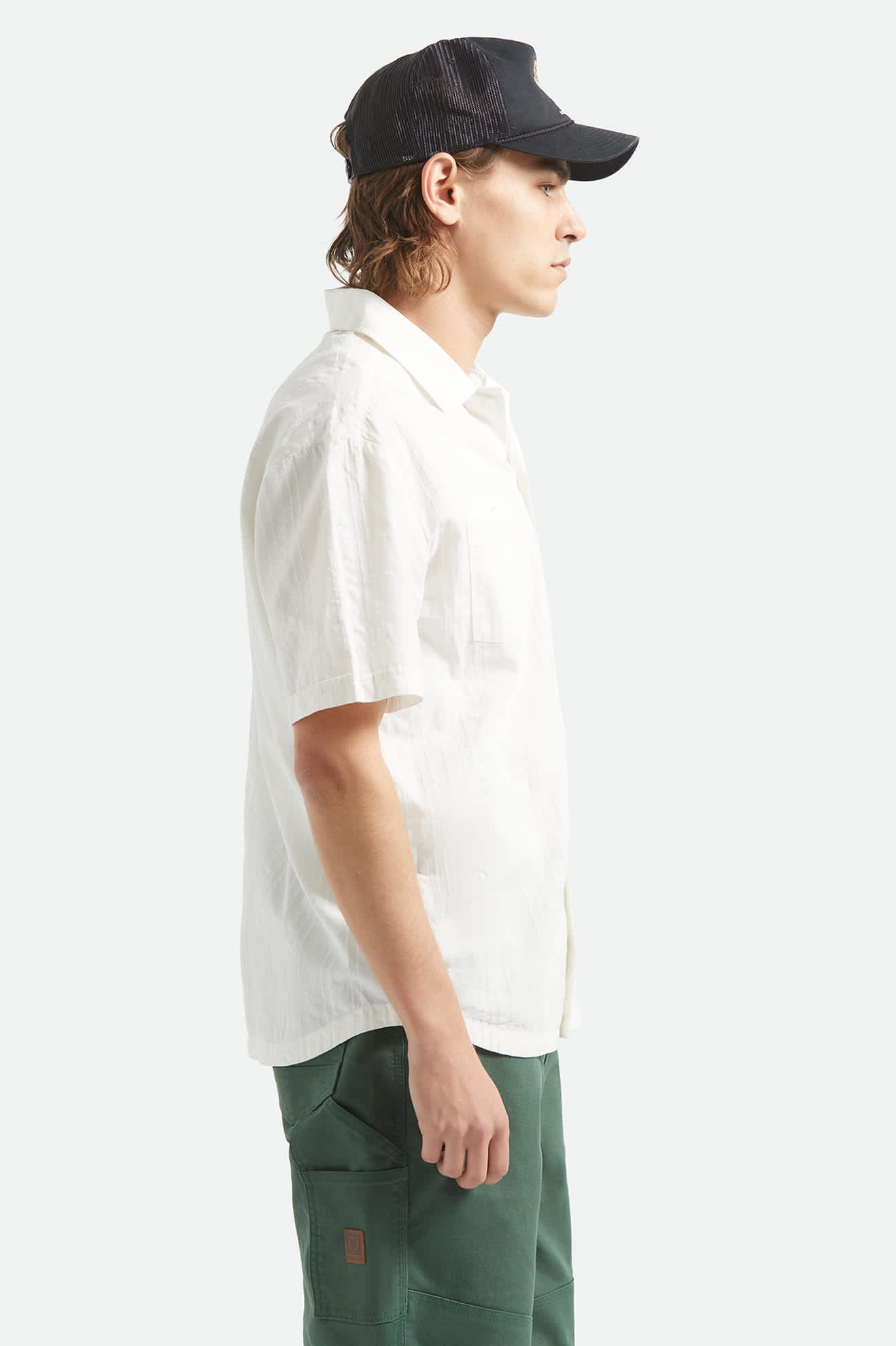 brixton-vintage-kurzarm-hemd-off-white-jacquard-stripe image 6