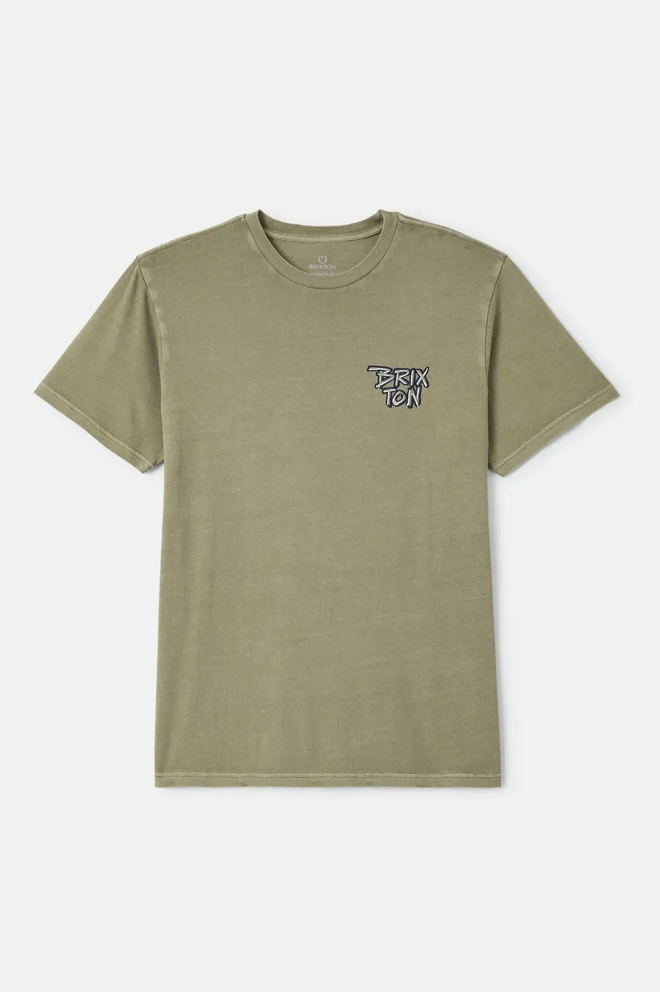 brixton-rockton-t-shirt-herren-olive-surplus-worn-wash-baumwolle image 1