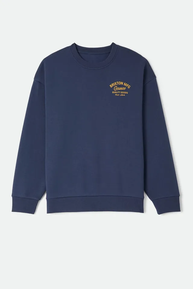brixton-straton-crew-sweatshirt-herren-washed-navy-print image 1