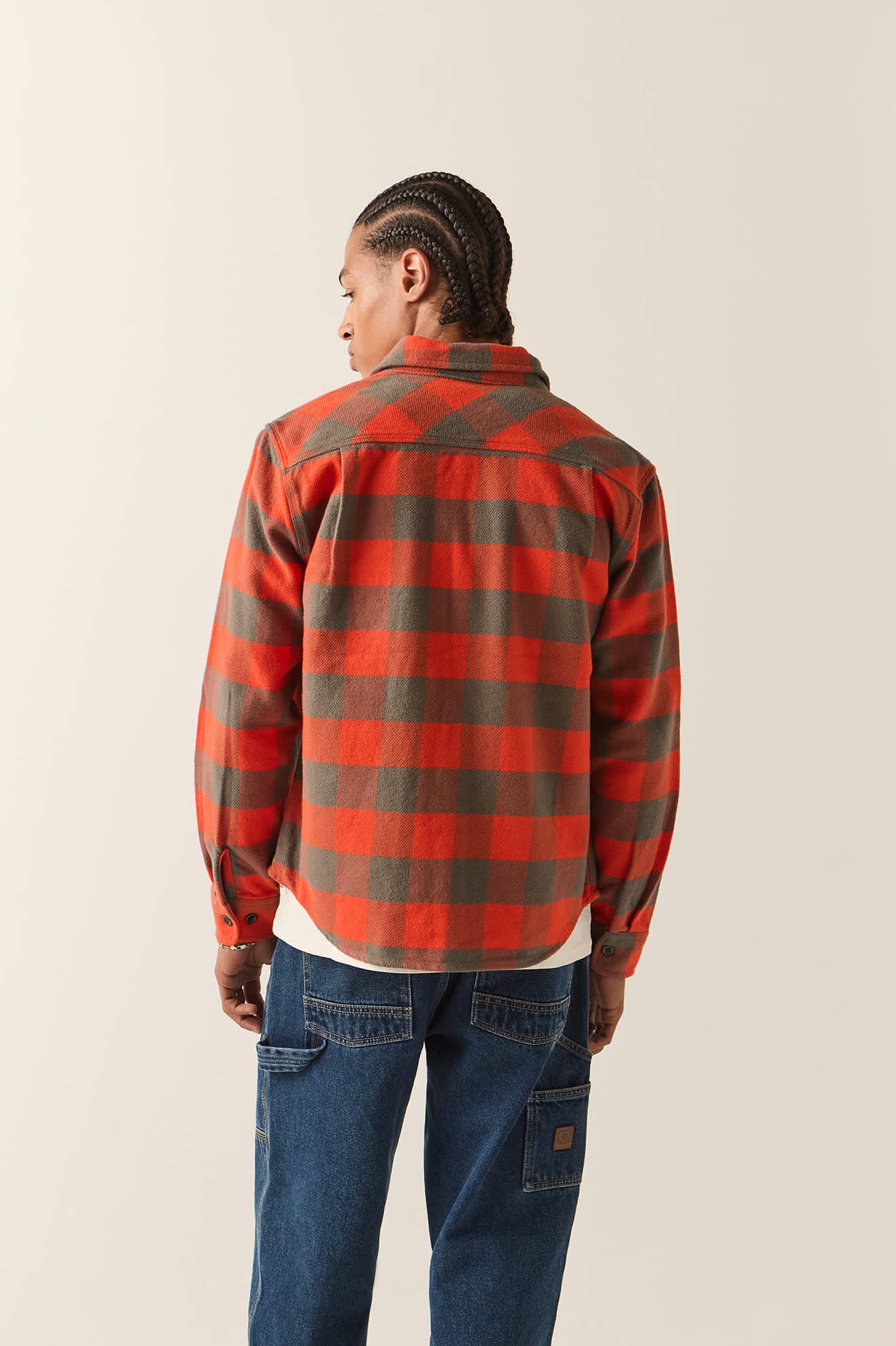 brixton-bowery-heavyweight-flanellhemd-washed-red-grey image 2