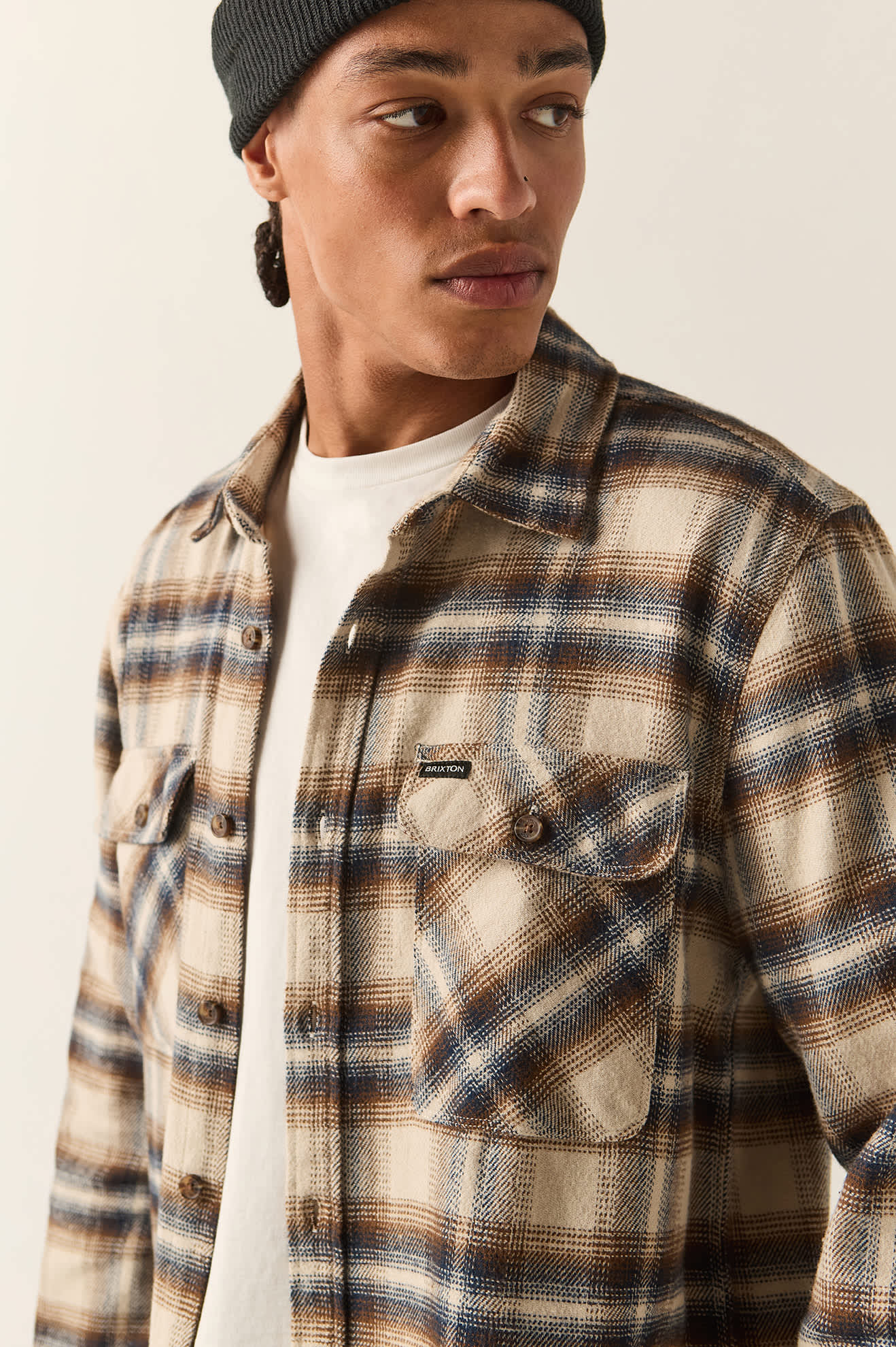 brixton-bowery-flanellhemd-soft-brown-plaid-kariert image 5