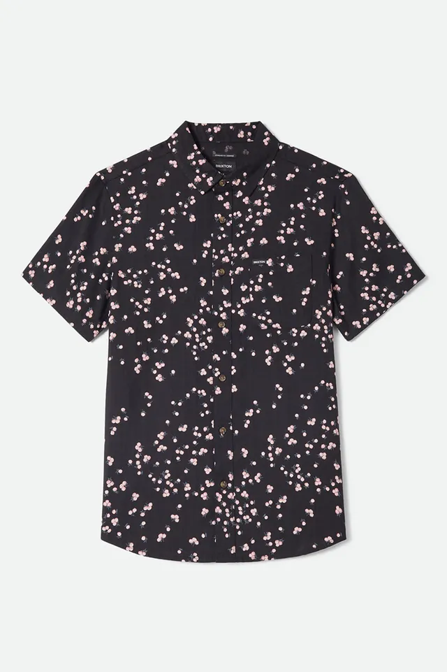 brixton-charter-slub-kurzarmhemd-black-pink-baumwolle image 1