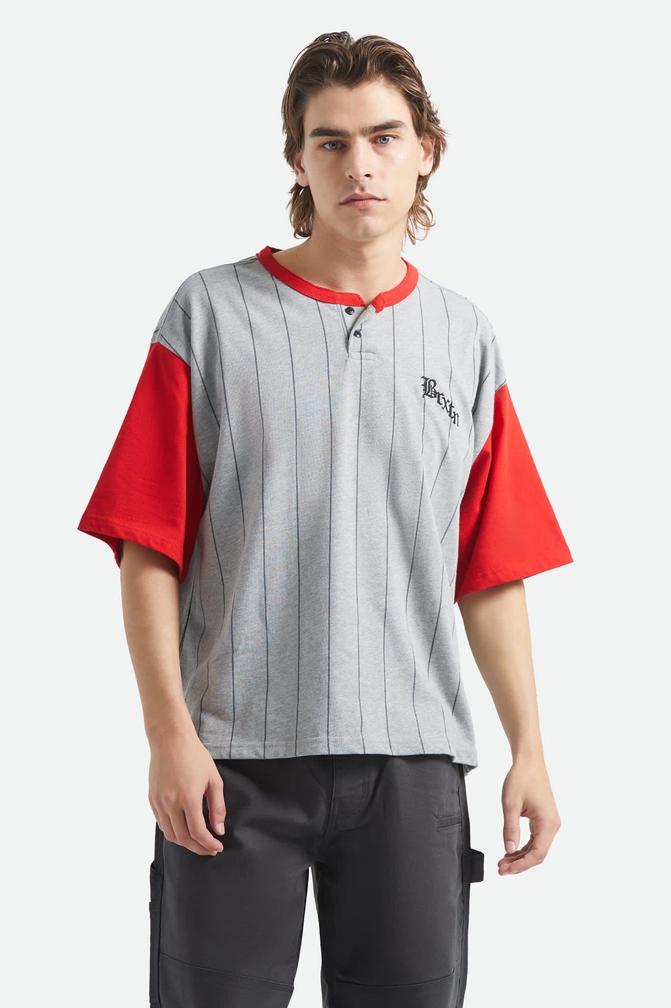 brixton-boxy-baseball-t-shirt-heather-grey-adrenaline-baumwolle image 2