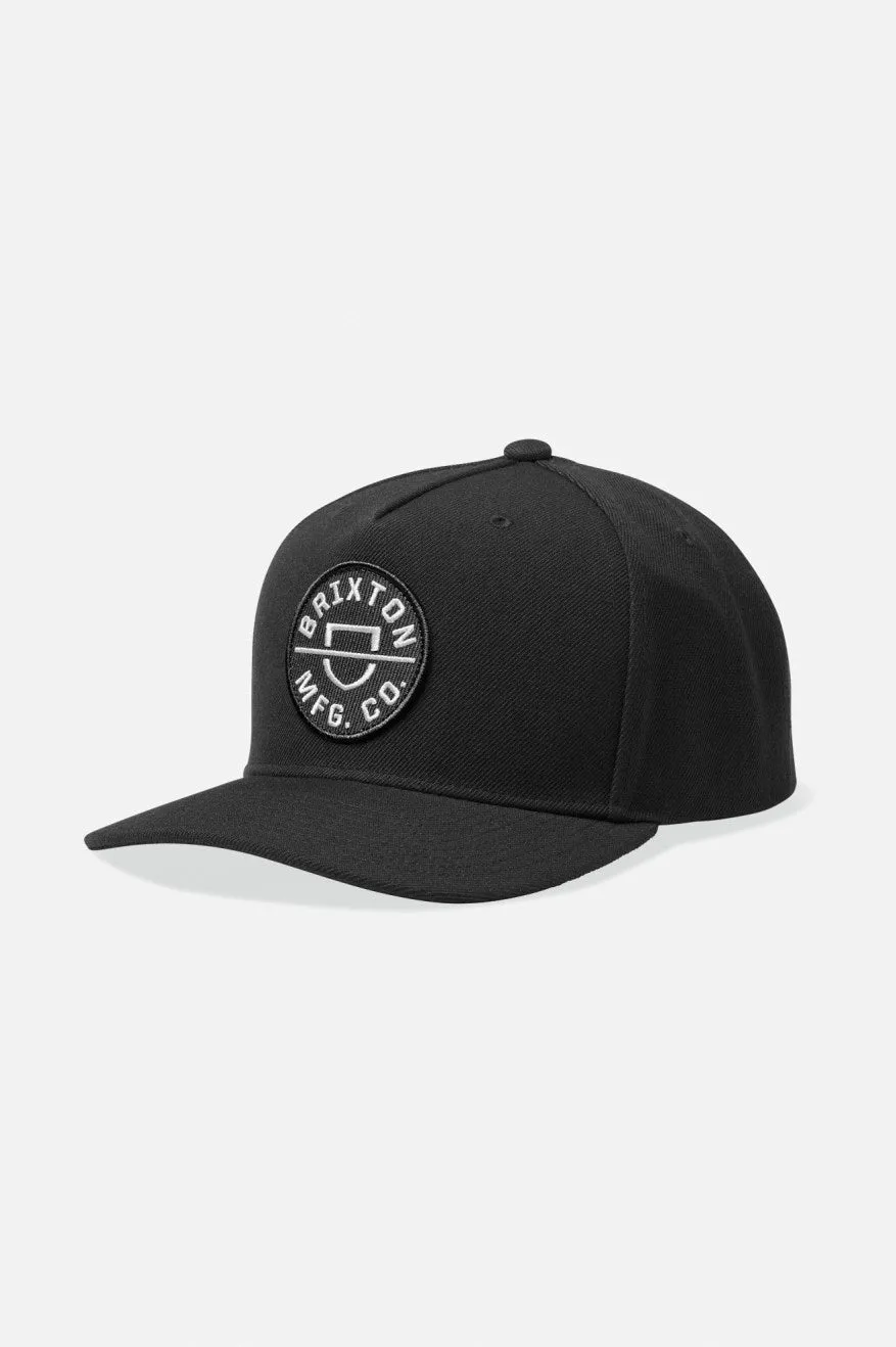 brixton-crest-snapback-cap-schwarz-5-panel image 1