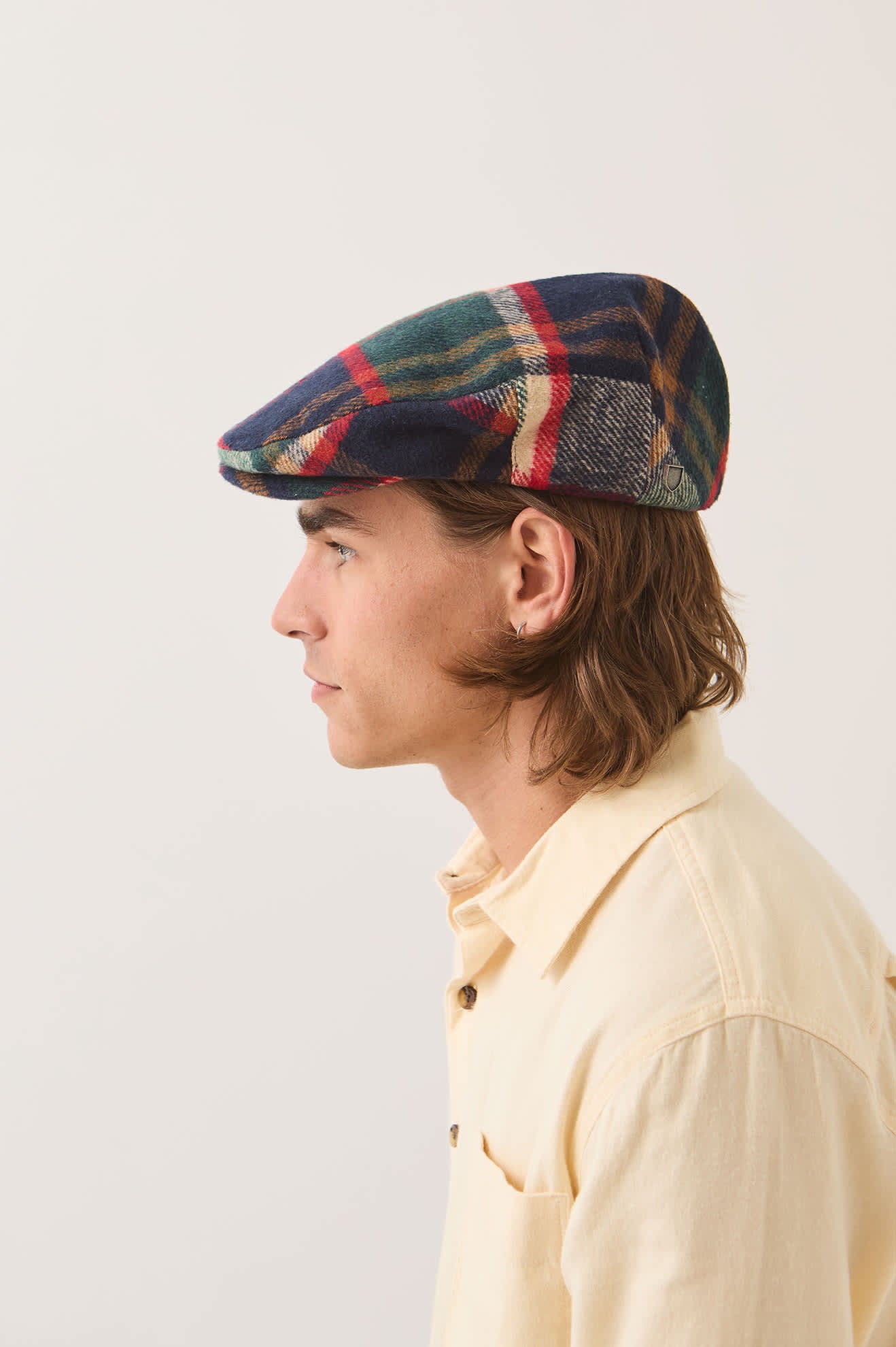 brixton-hooligan-flat-cap-navy-green-red-karo-schieberm-tze image 3