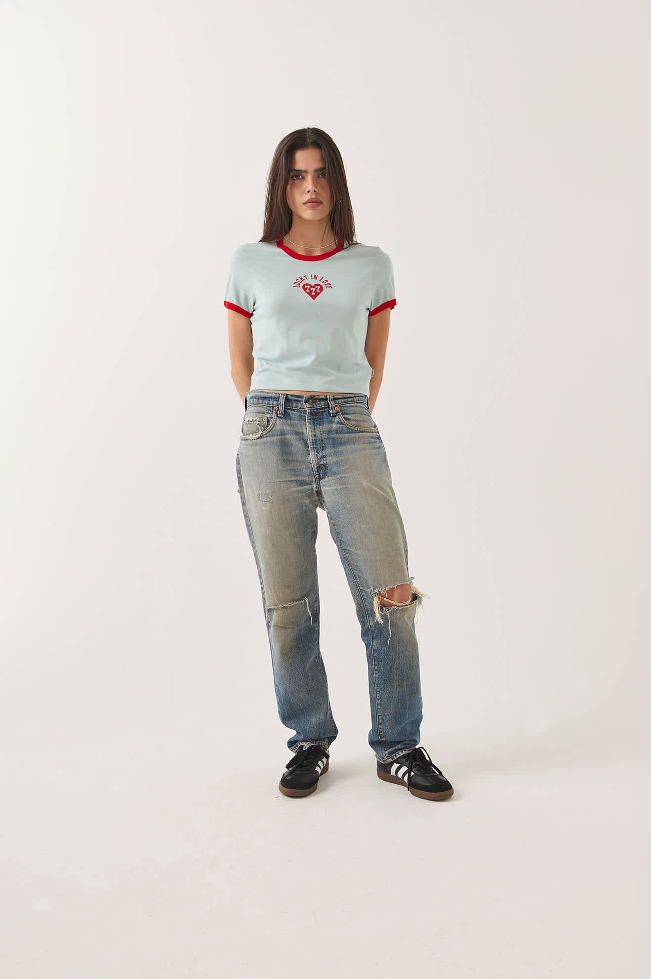 brixton-lucky-in-love-baby-t-shirt-sea-grass-rot image 1