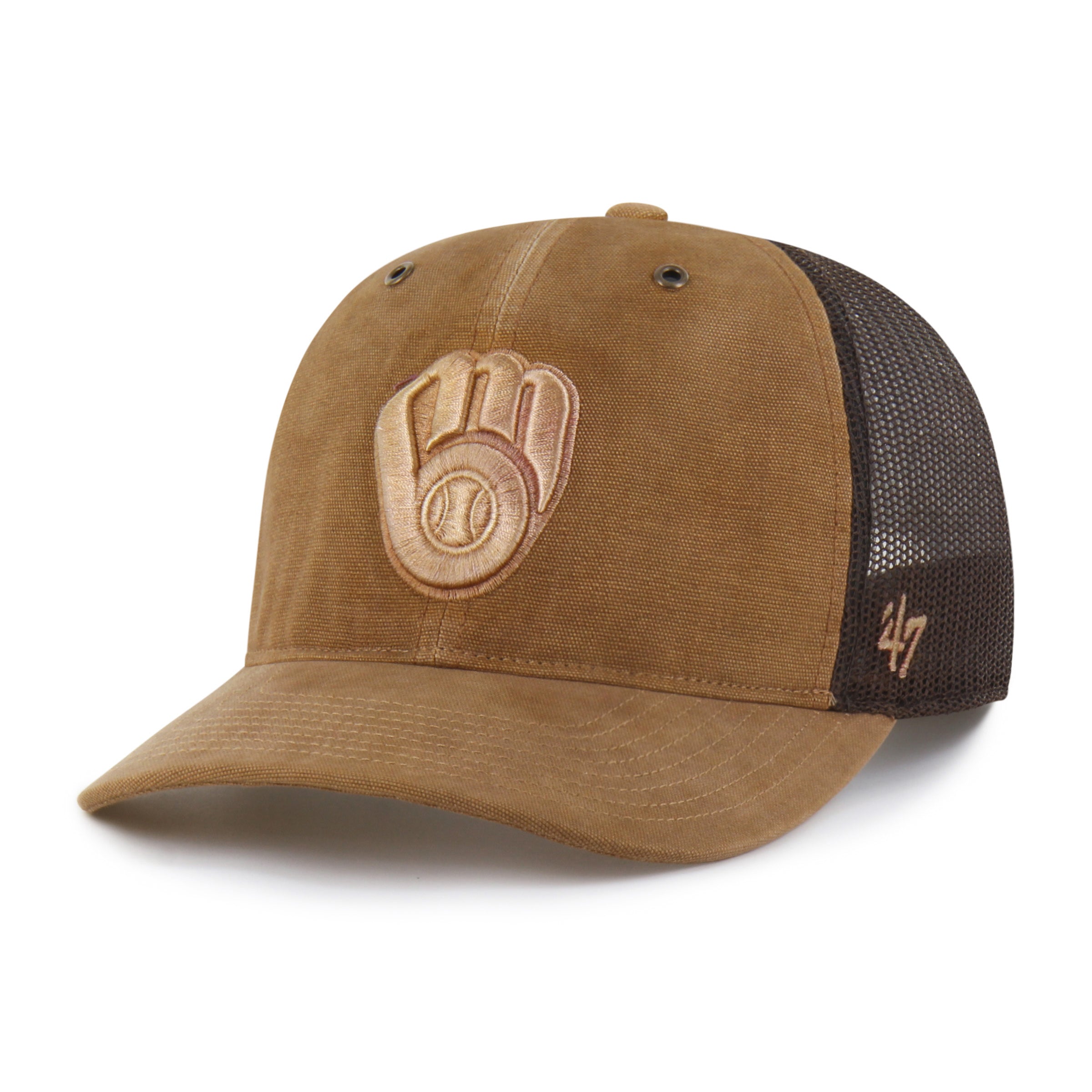 47-brand-milwaukee-brewers-carhartt-trucker-cap-braun-snapback image 4
