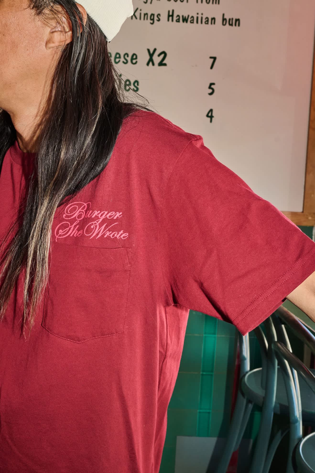 brixton-burger-she-wrote-pocket-t-shirt-burgundy-baumwolle image 6
