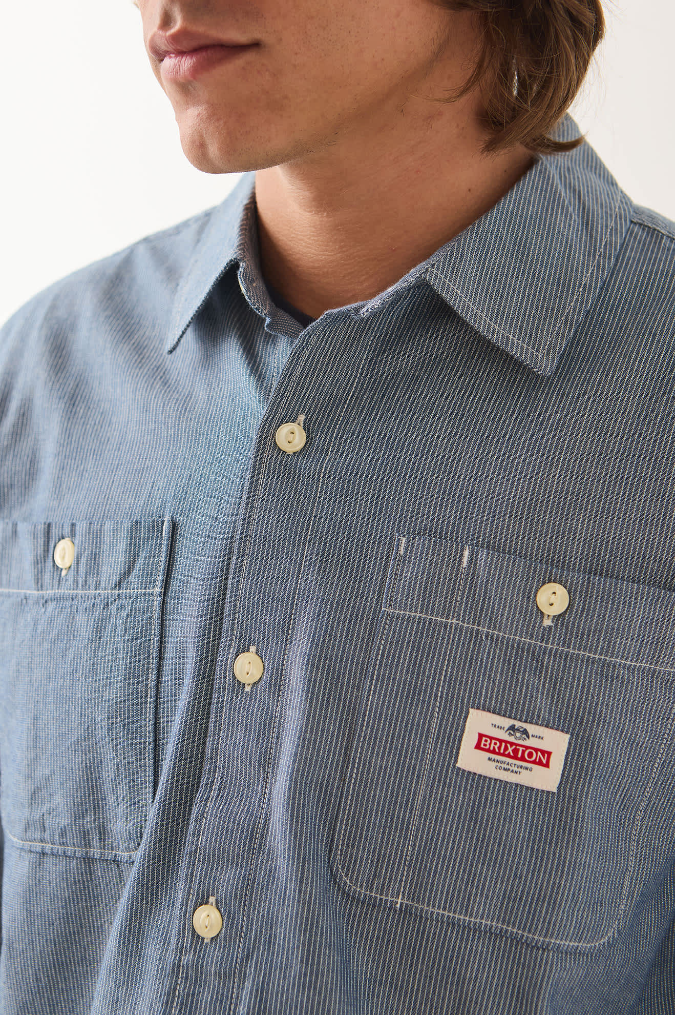 brixton-trademark-langarmhemd-blue-chambray-micro-stripe image 5