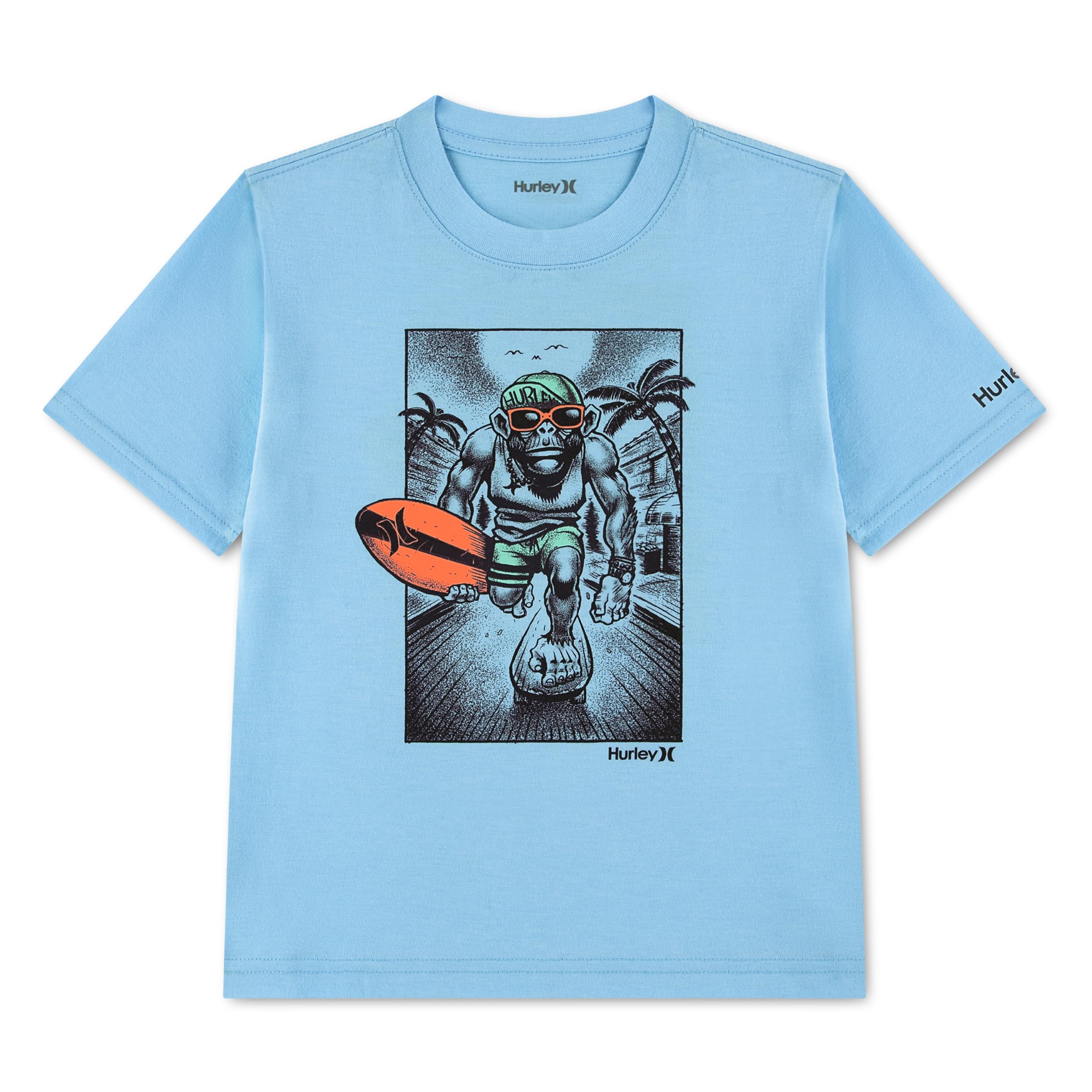 hurley-89060-grafik-t-shirt-kinder-blau-kurzarm image 7