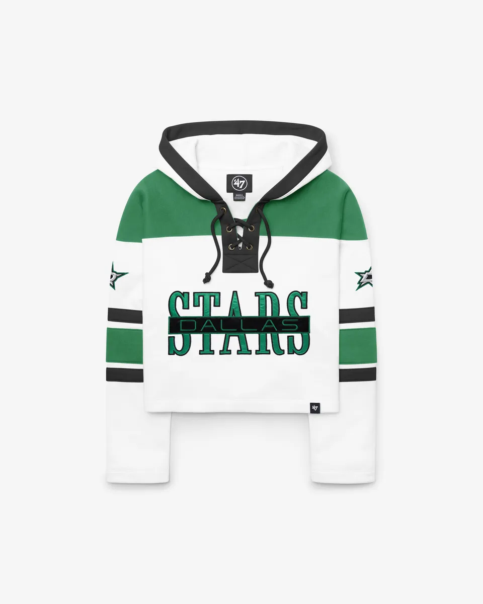 47-brand-dallas-stars-cut-thru-cropped-lacer-hoodie-white-wash-damen image 1