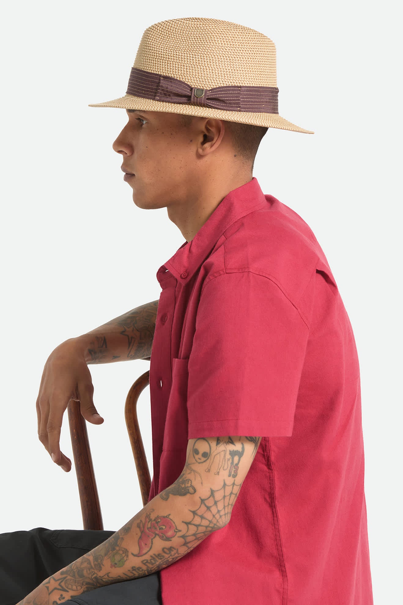 brixton-roma-fedora-strohhut-braun-packable image 3