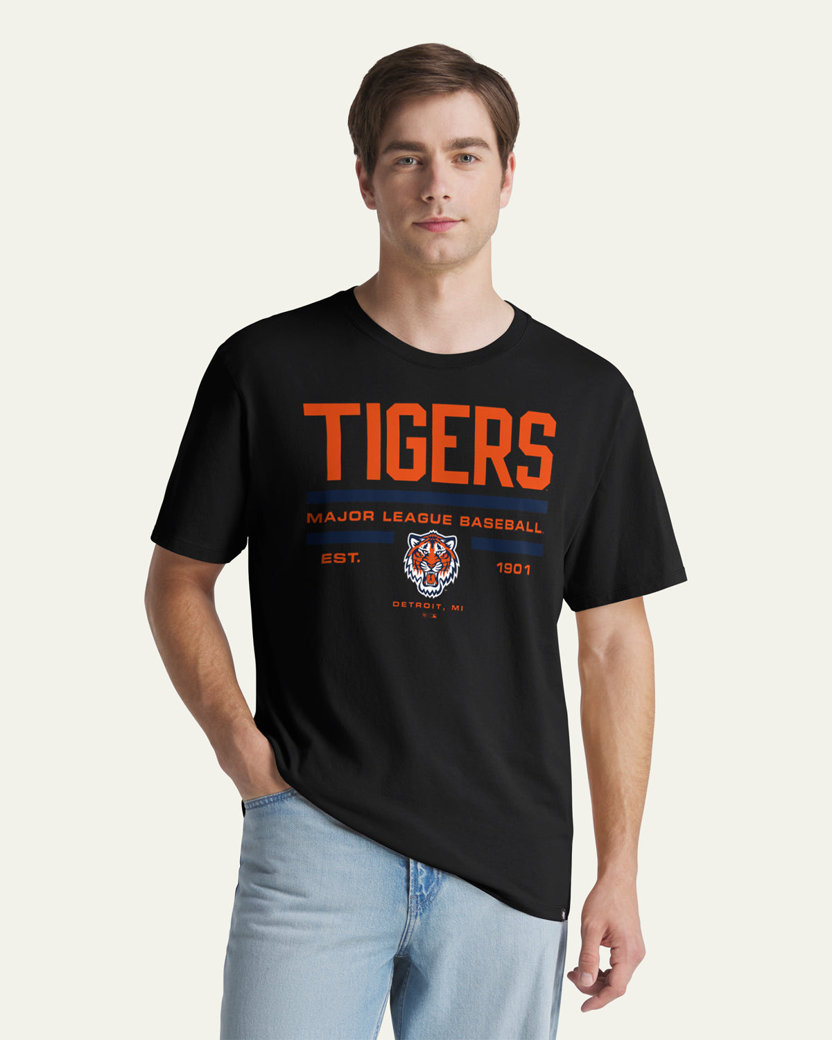 47-brand-foundation-tee-detroit-tigers-stack-block-everyday-t-shirt-schwarz image 1