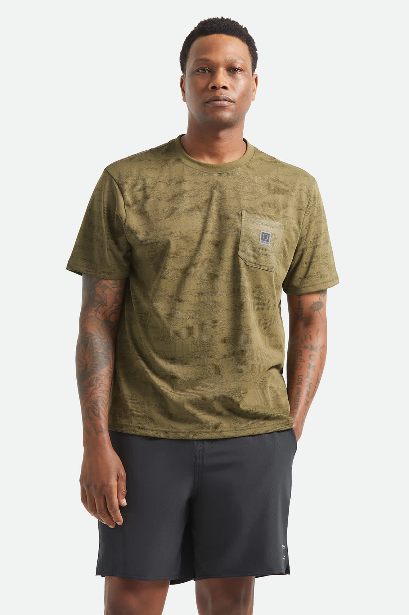 brixton-journey-pocket-t-shirt-olive-tiger-camo image 6