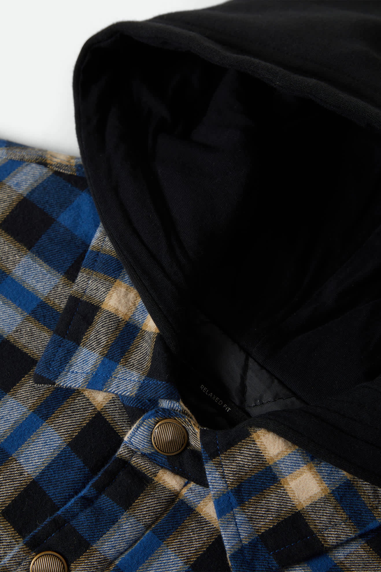 brixton-bowery-quilted-hooded-flannel-navy-cream image 5