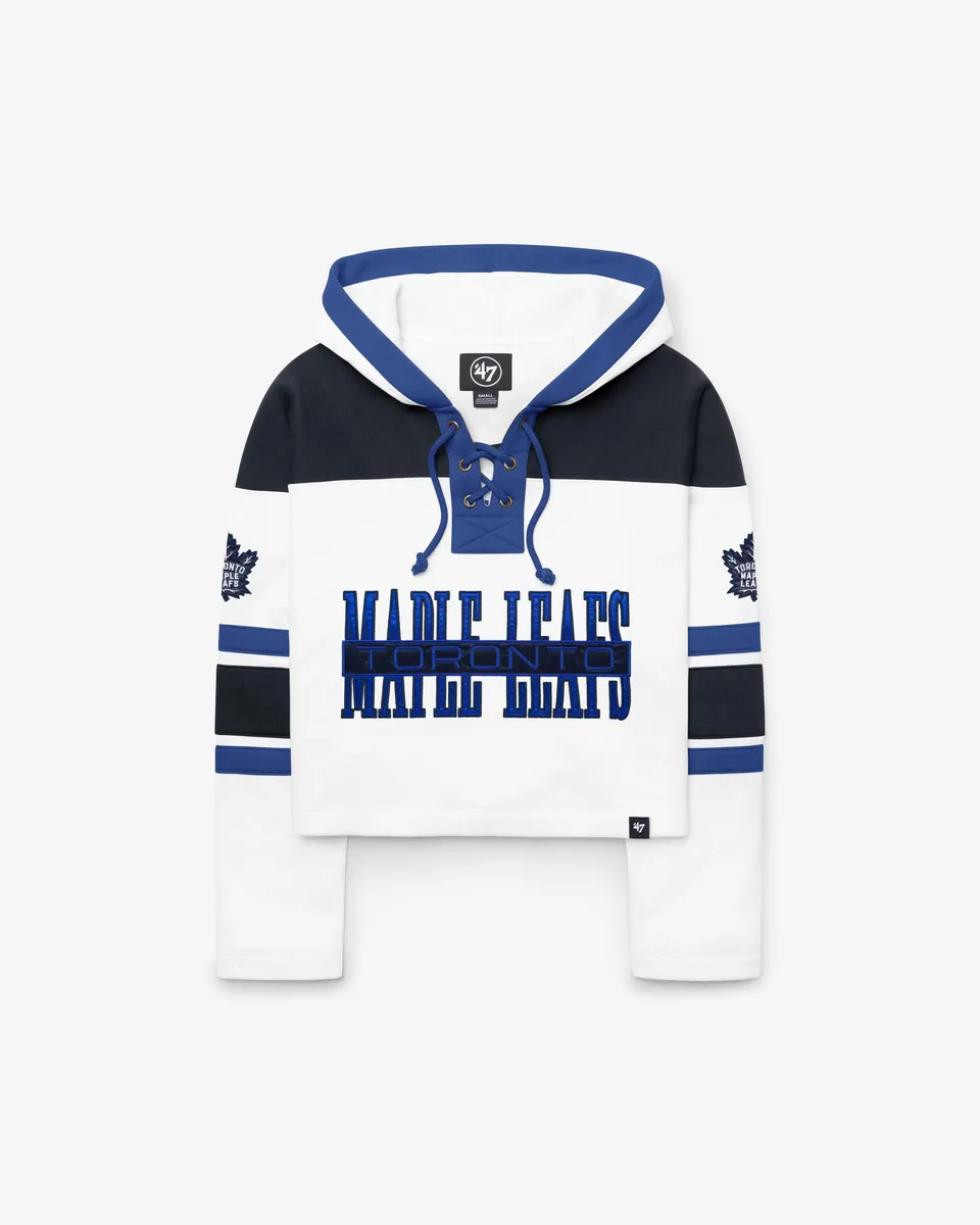 47-brand-lacer-toronto-maple-leafs-cut-thru-hoodie-white-wash image 1