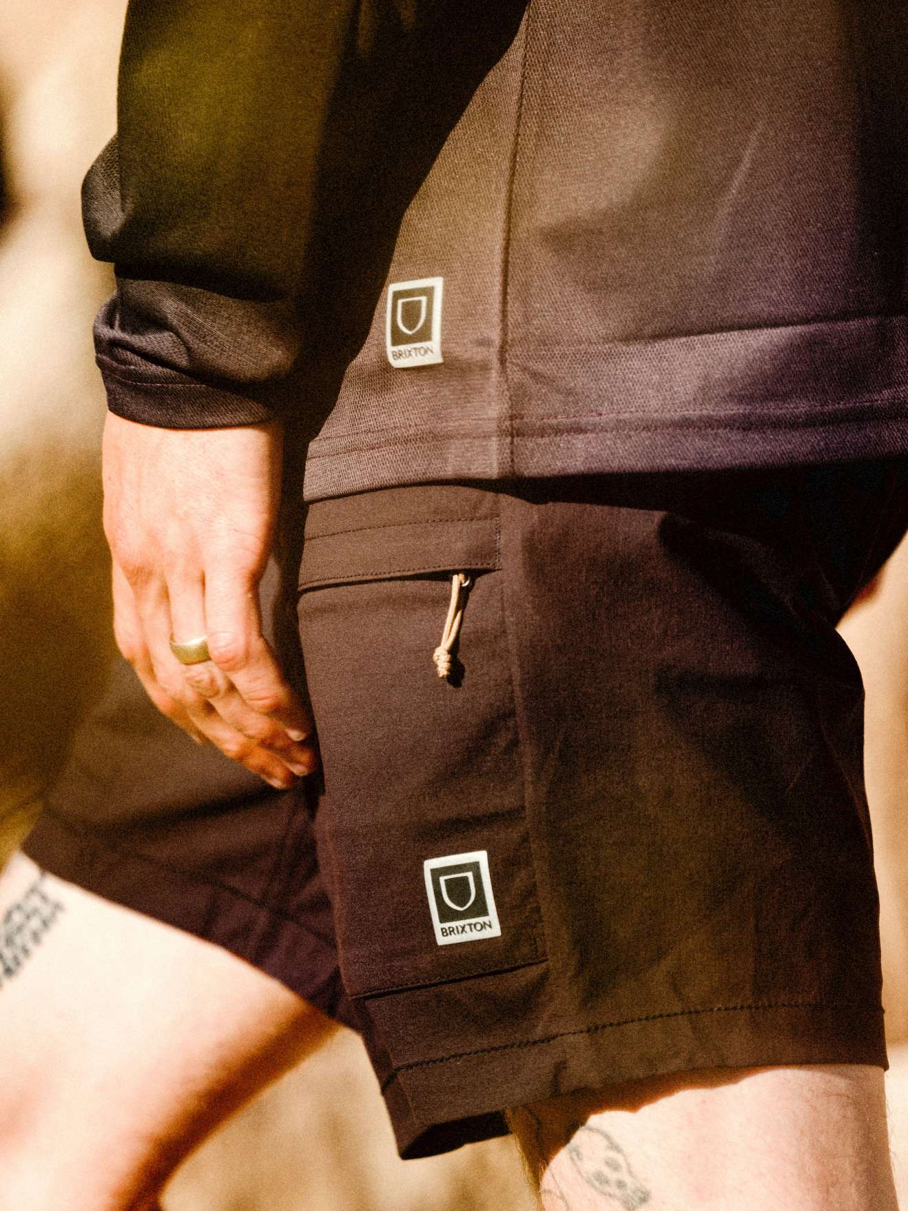 brixton-journey-utility-short-herren-schwarz-ripstop image 7