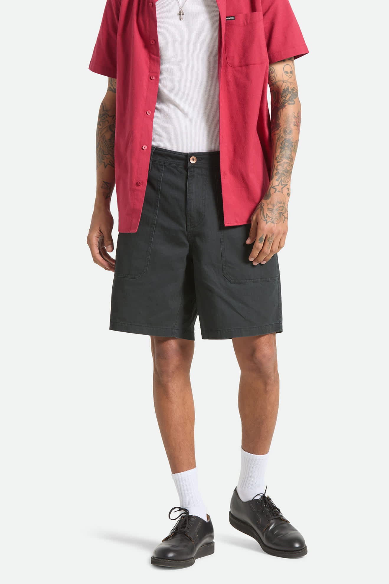 brixton-surplus-herringbone-short-washed-black image 2