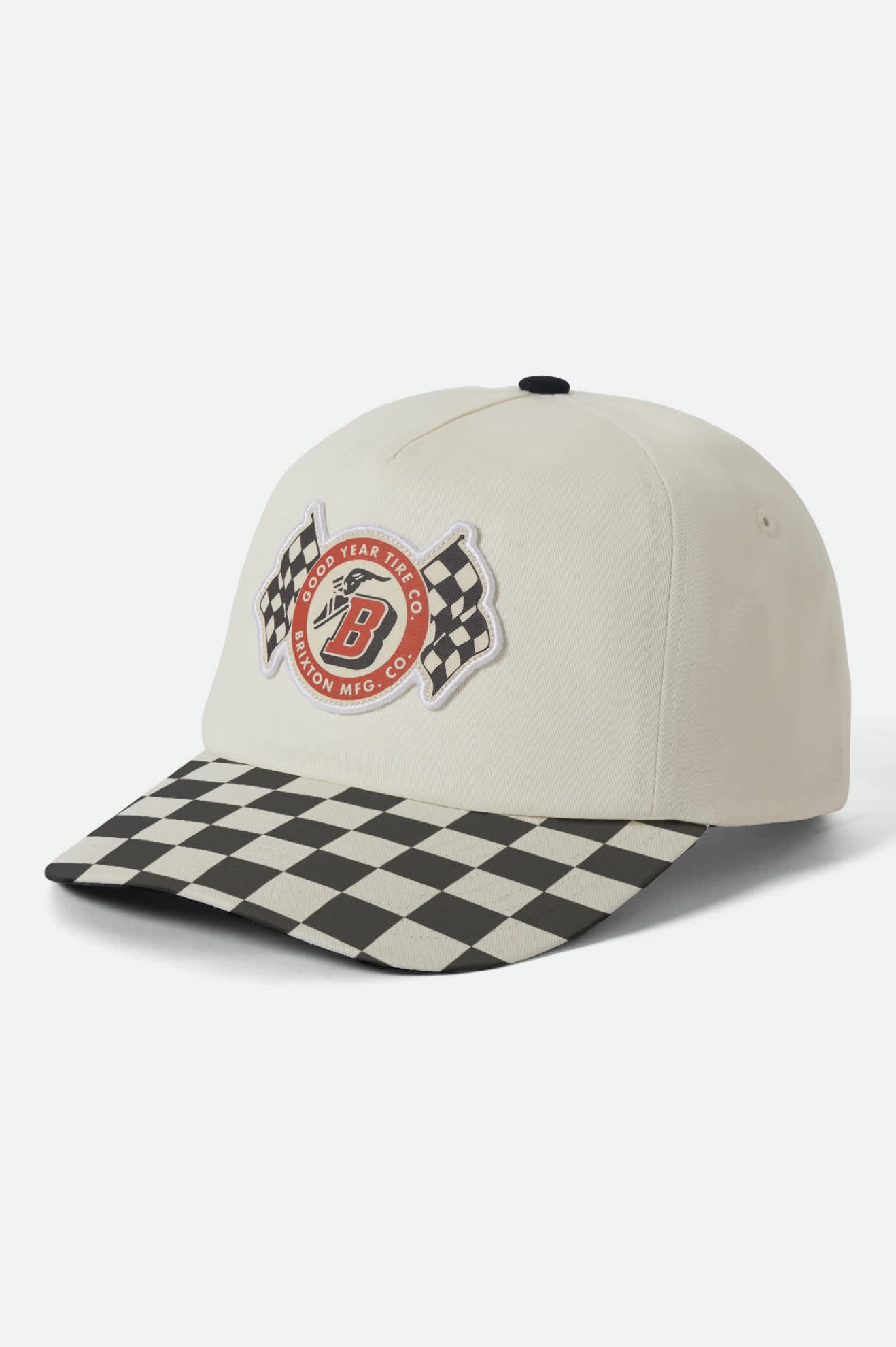 brixton-goodyear-speedway-snapback-cap-off-white-patch-retro image 1