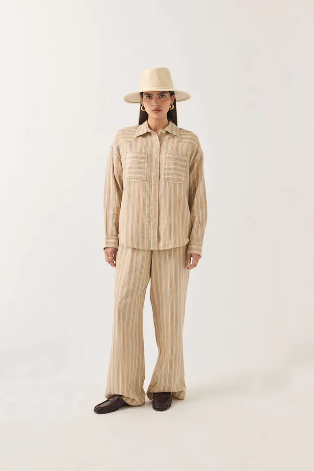 brixton-wayne-damenhemd-sand-stripe-langarm image 1