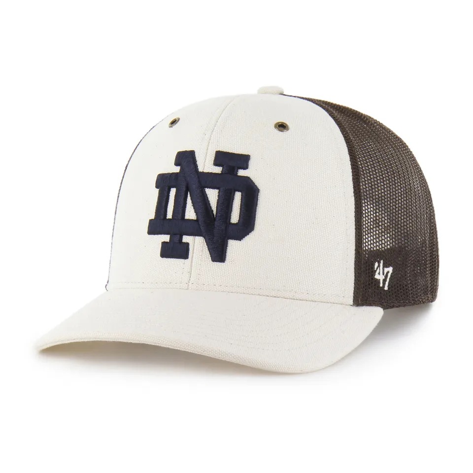 47-brand-notre-dame-carhartt-undyed-trucker-cap-natural image 1