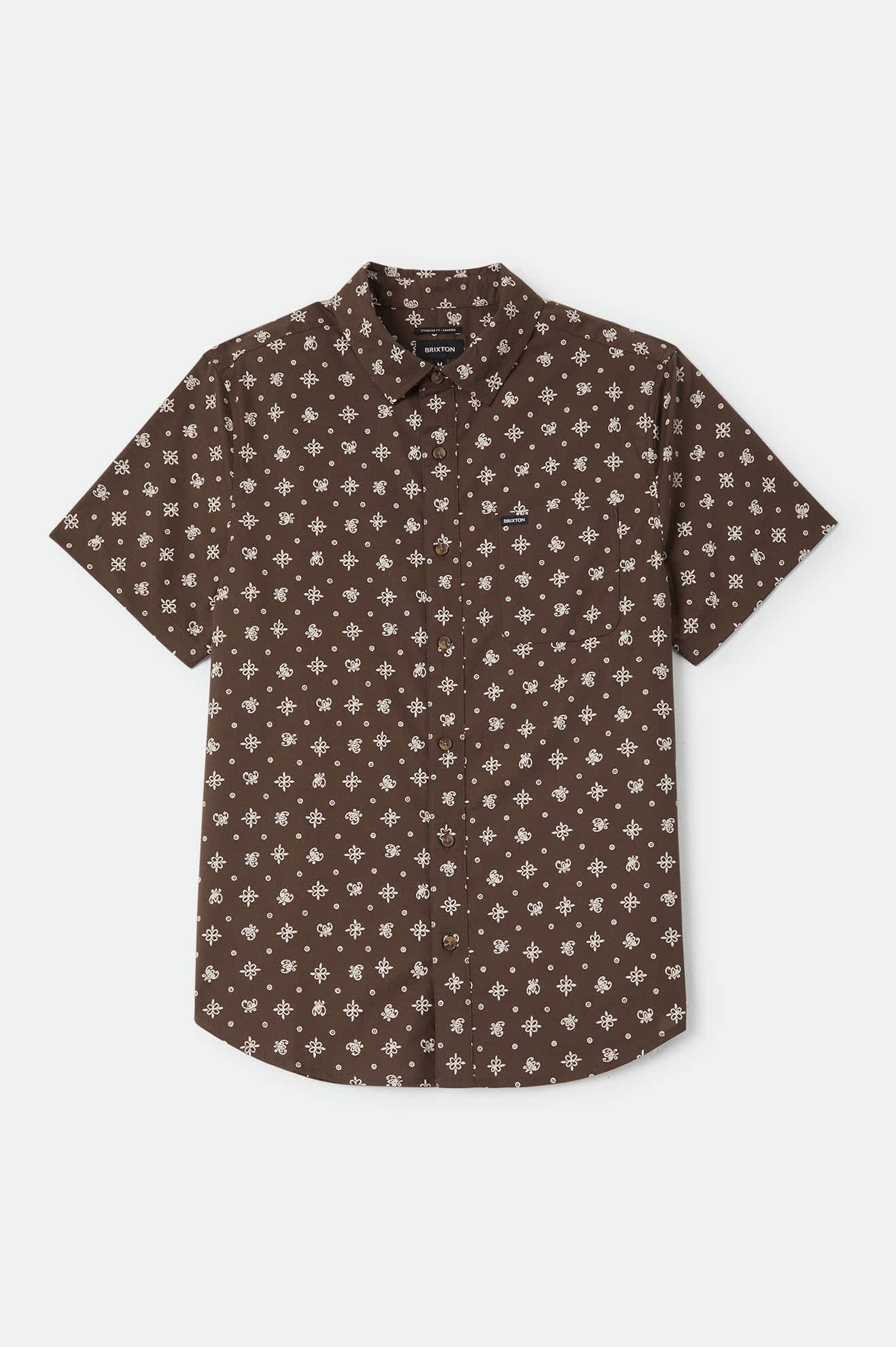 brixton-charter-print-kurzarmhemd-walnut-brown-bandana image 1