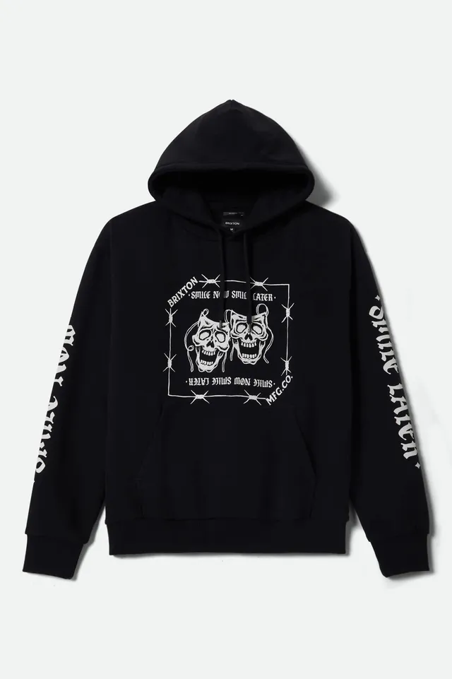 brixton-smile-always-hoodie-black-worn-wash-baumwolle image 1