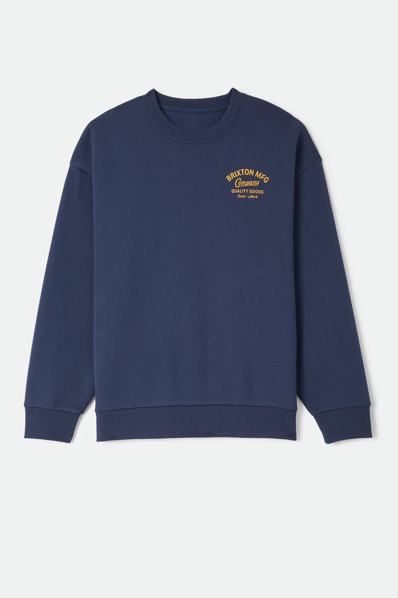 brixton-straton-crew-sweatshirt-herren-washed-navy-print image 1