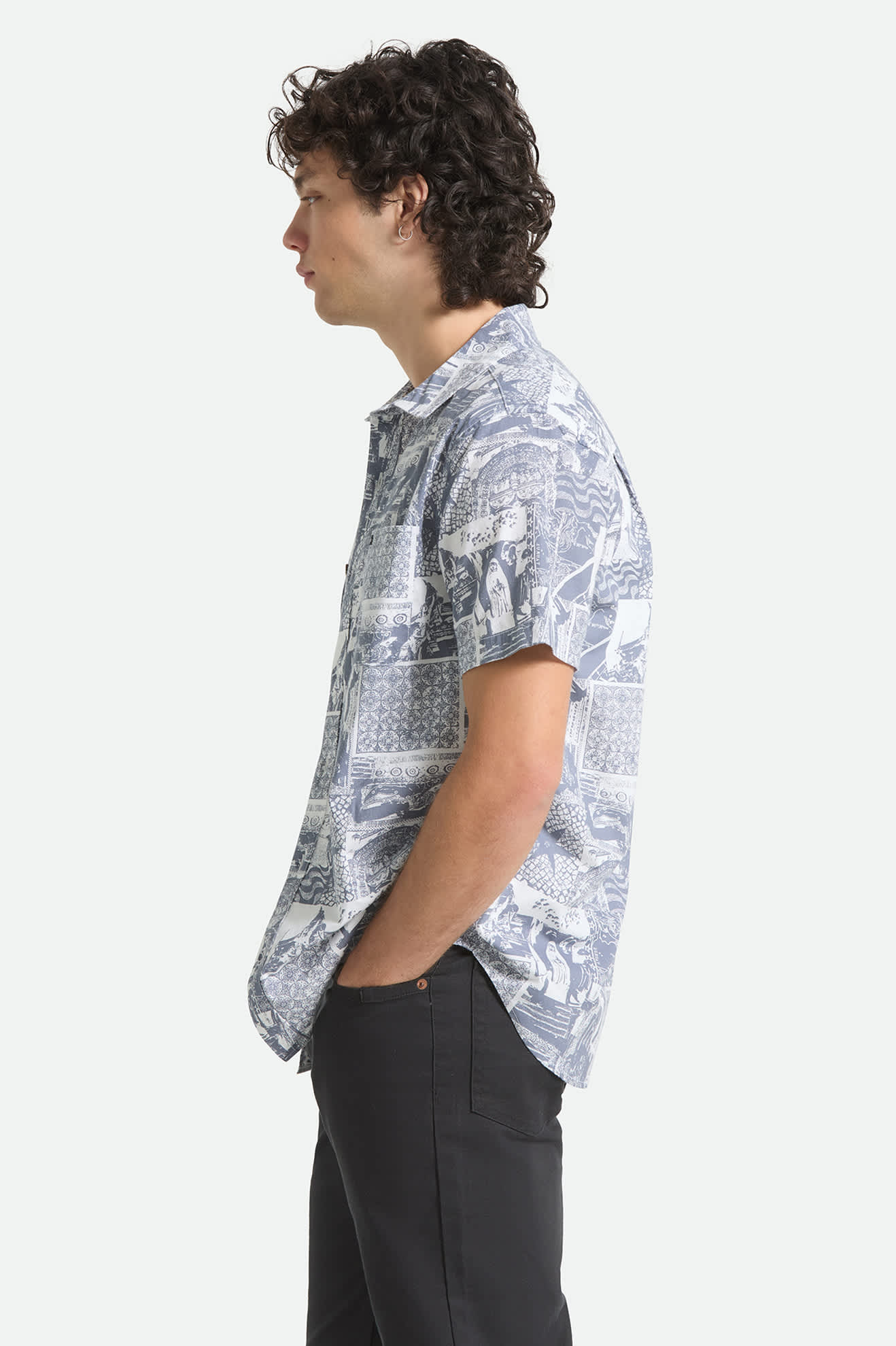 brixton-charter-print-kurzarmhemd-navy-white-collage image 3