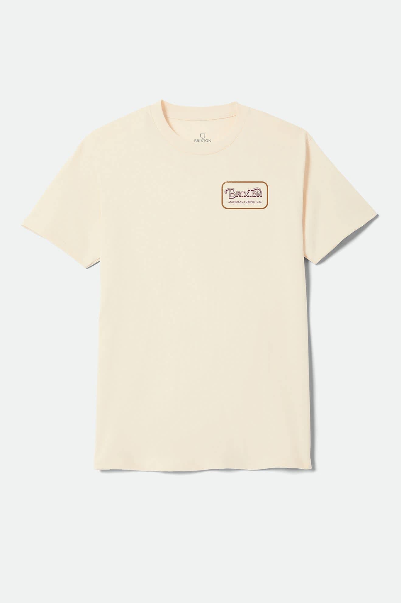 brixton-grade-t-shirt-cream-burgundy-rust-mit-print image 1