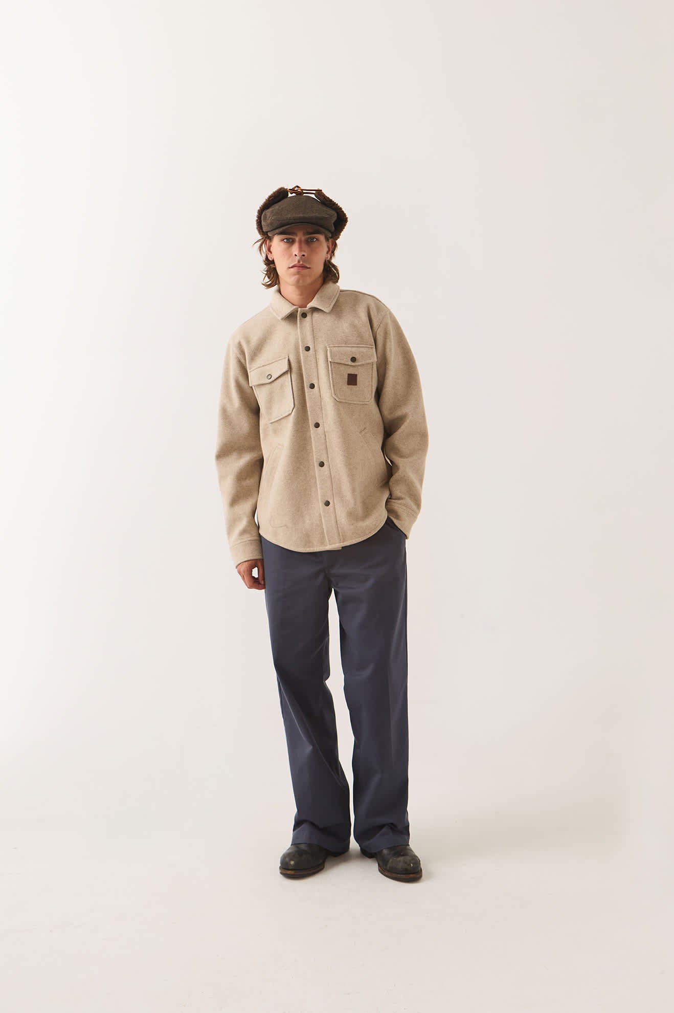 brixton-durham-felted-stretch-jacke-oatmeal-hemdjacke image 2