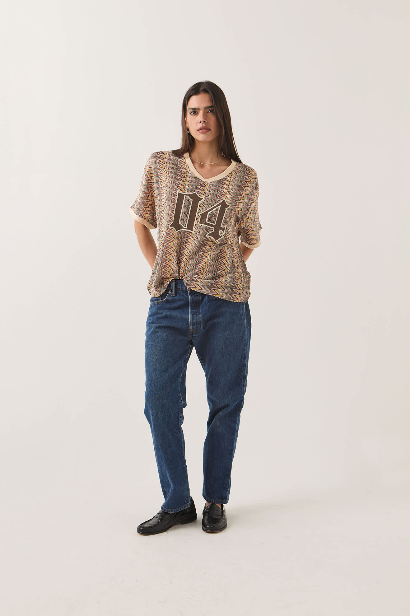 brixton-football-mesh-jersey-oversized-multi-color-zigzag-mesh image 3