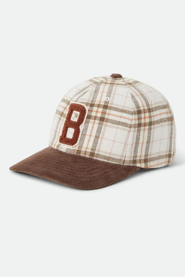 brixton-big-b-cap-whitecap-plaid-brown-cord-verstellbar image 1