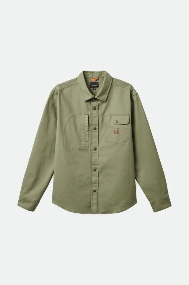 brixton-builders-stretch-overshirt-olive-surplus-canvas image 1