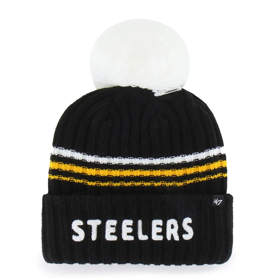 47-cuff-knit-fuzzy-script-steelers-m-tze-schwarz-mit-bommel image 1