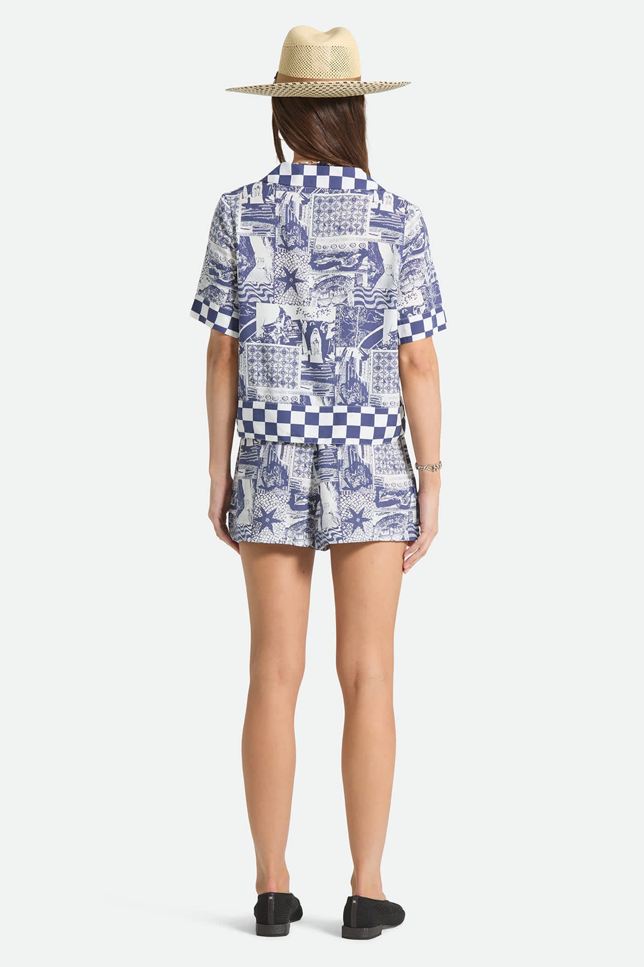 brixton-omar-kurzarm-hemd-navy-collage-viskose image 5