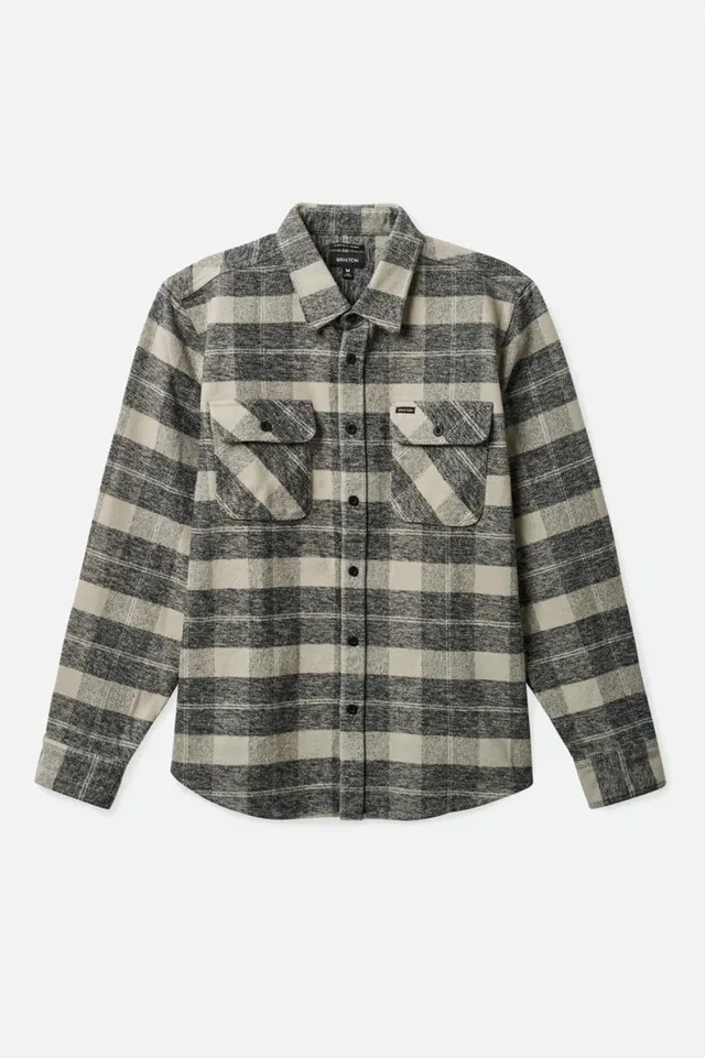 brixton-bowery-heavyweight-flanell-black-charcoal-wolle image 1