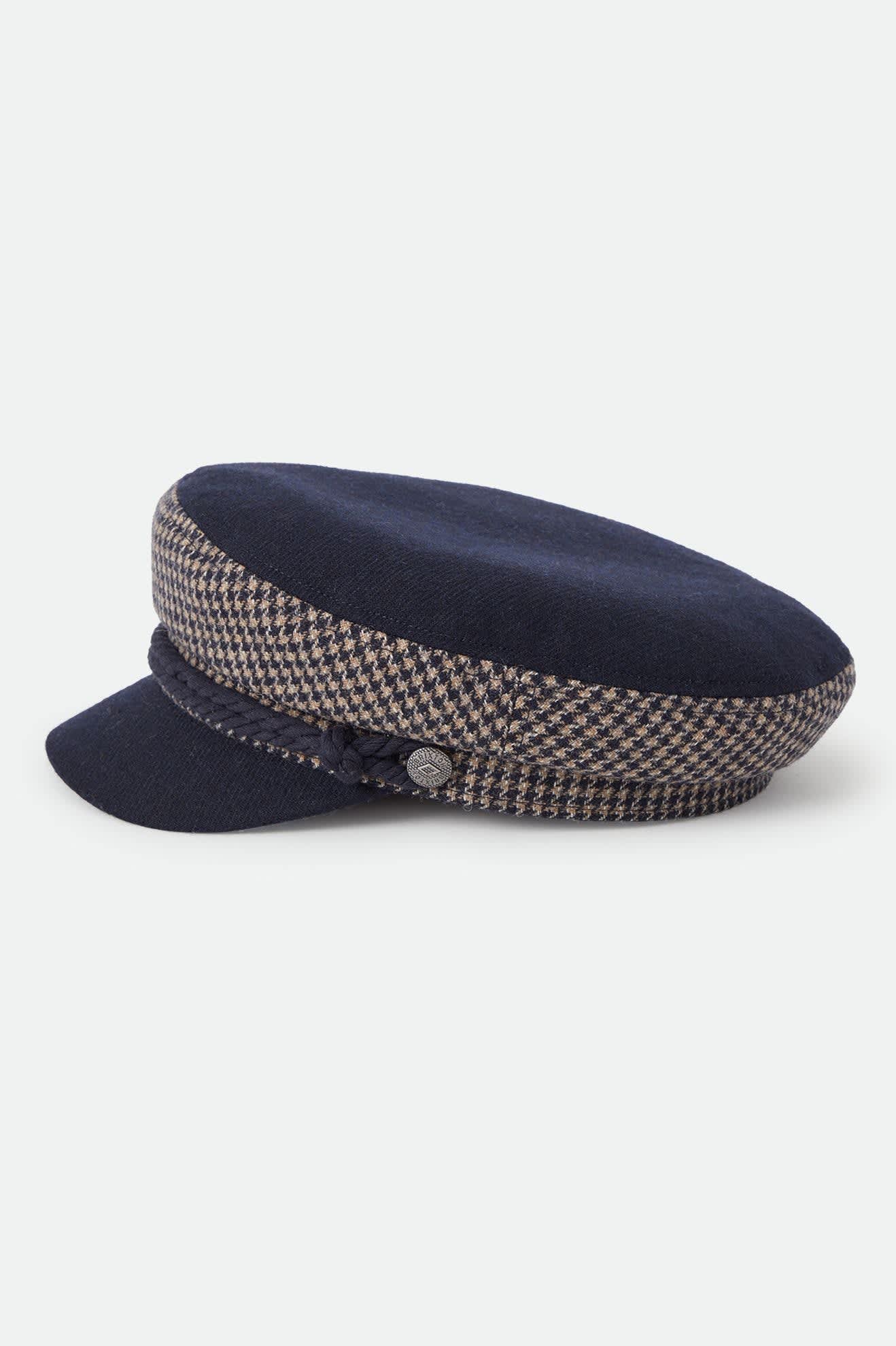 brixton-fiddler-fisherman-cap-navy-sand-houndstooth image 6