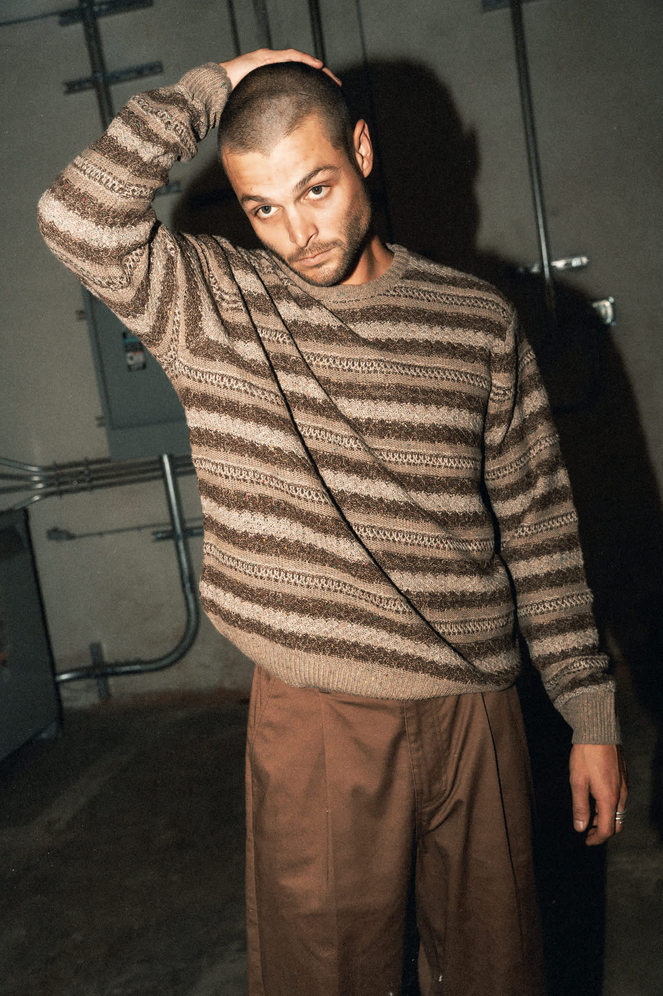brixton-midnight-crew-sweater-multi-neutral-stripe-pulli image 6