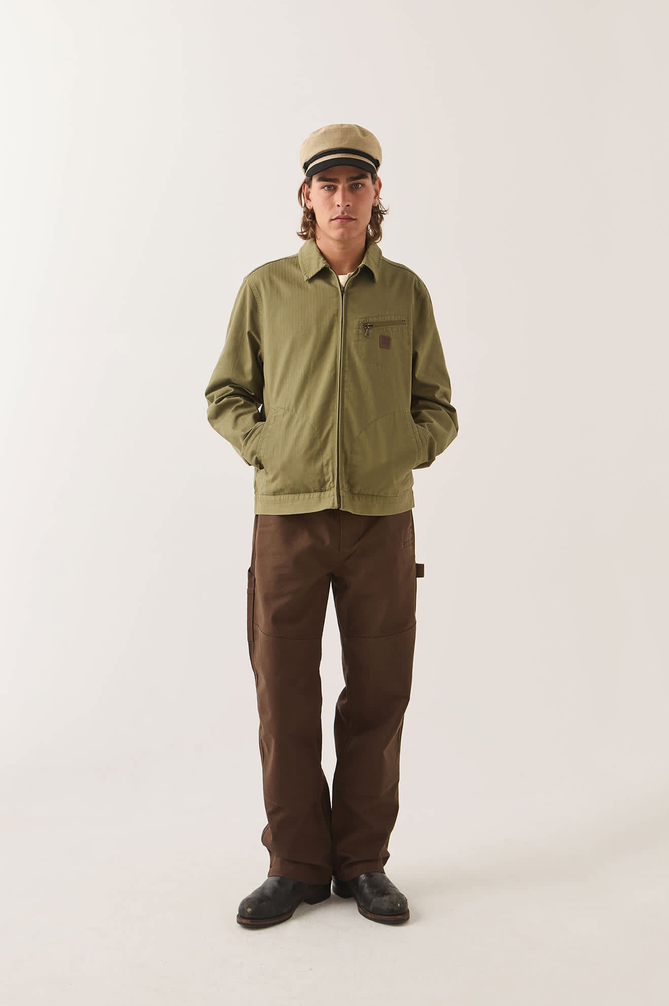 brixton-mechanic-garage-zip-jacke-olive-surplus-canvas image 2