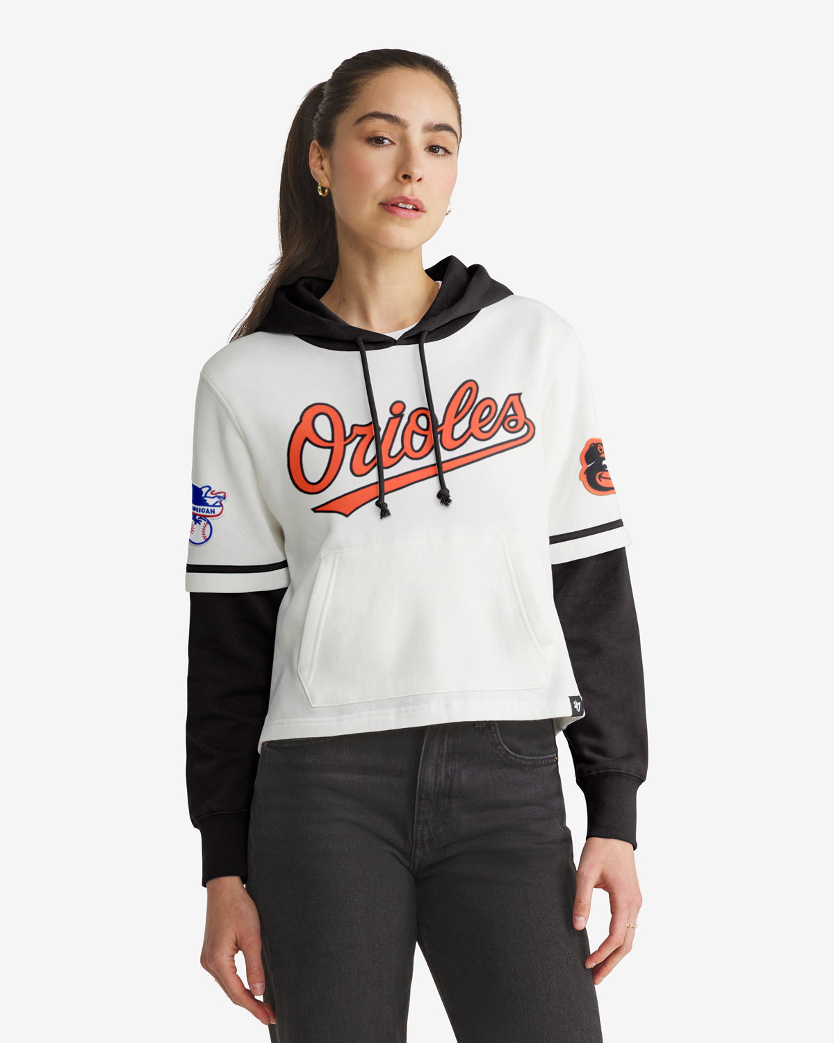 47-brand-shortstop-baltimore-orioles-cropped-hoodie-damen-wei image 1