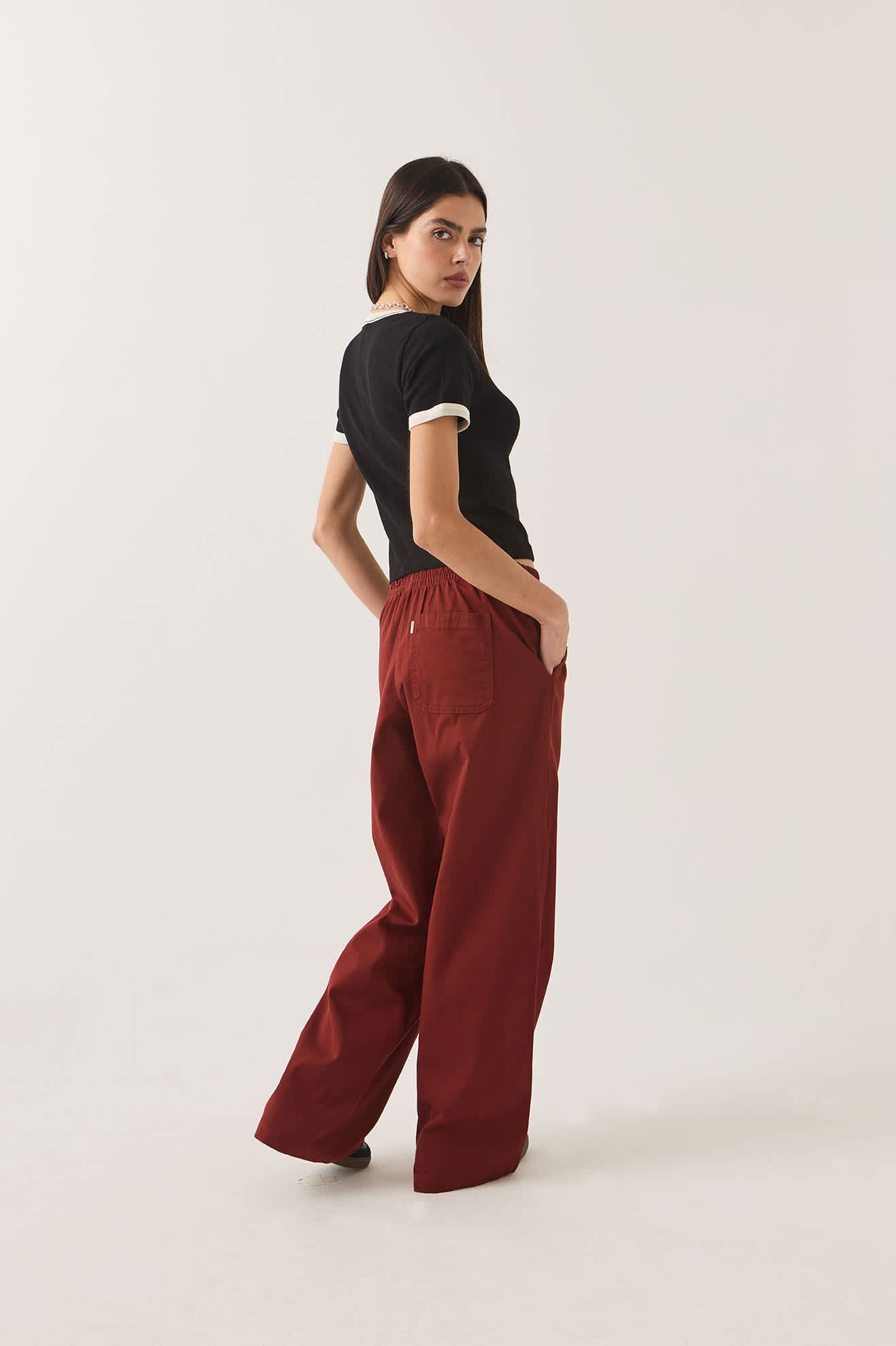 brixton-lounge-pant-hose-dark-brick-baumwolle image 3