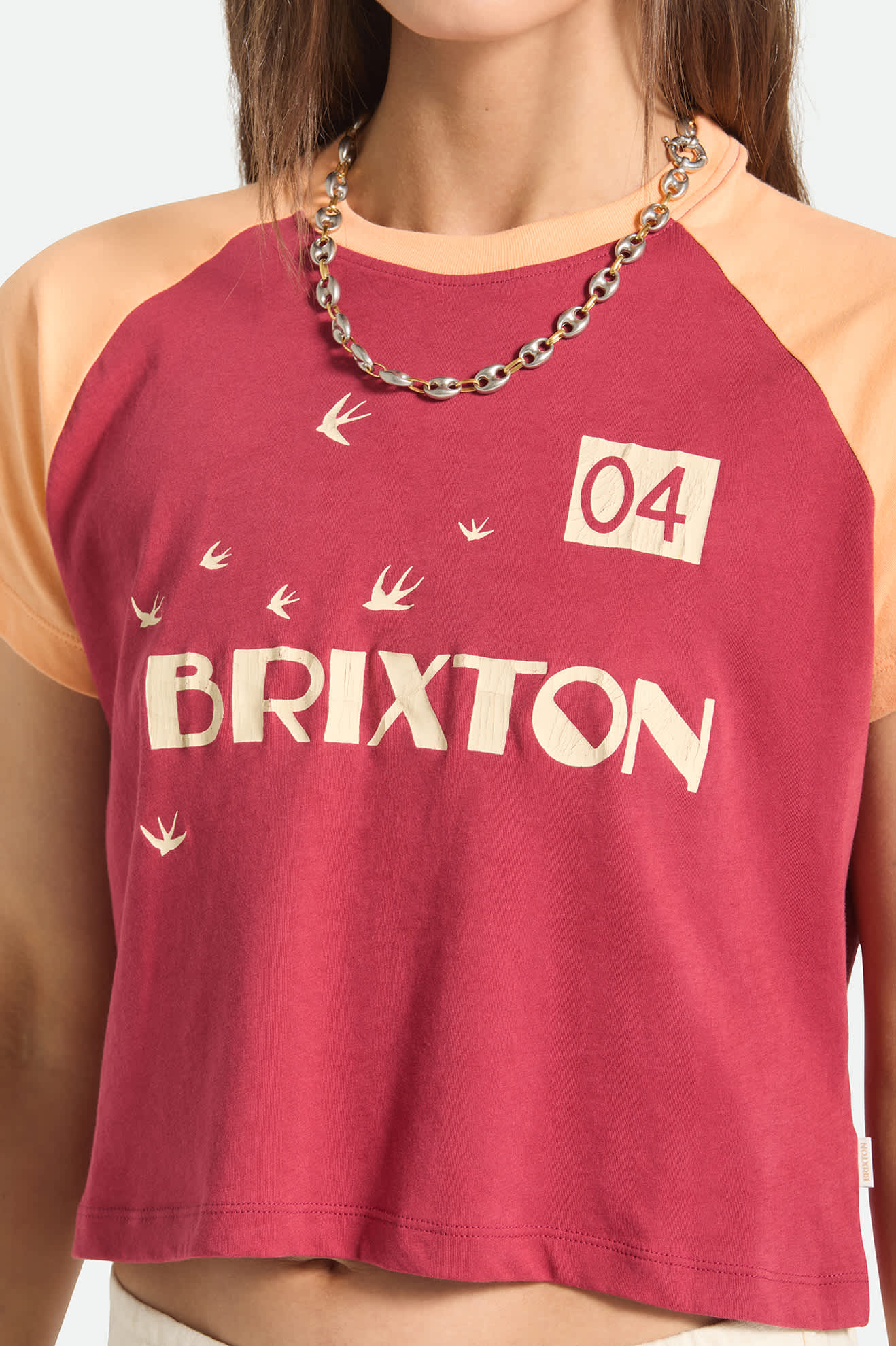 brixton-swallow-sky-cropped-raglan-robust-red-crop-shirt image 5